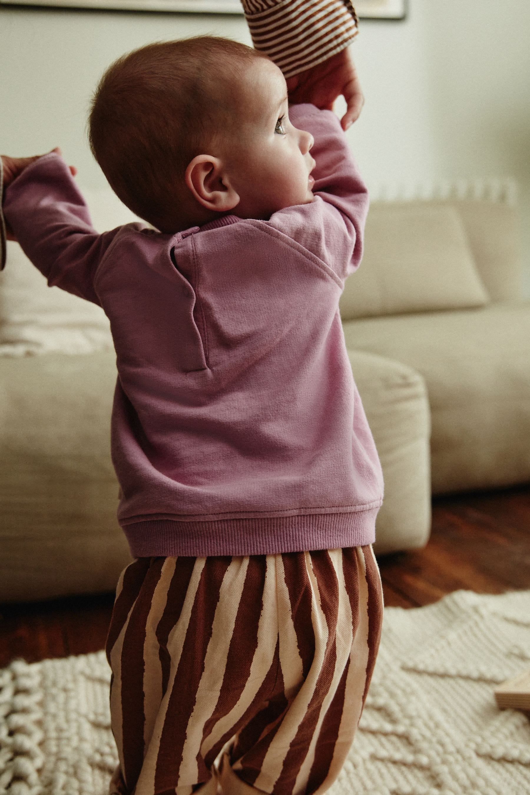 Lilac Purple Flower/ Stripe Baby 2 Piece Sweat & Wide Leg Trousers Set