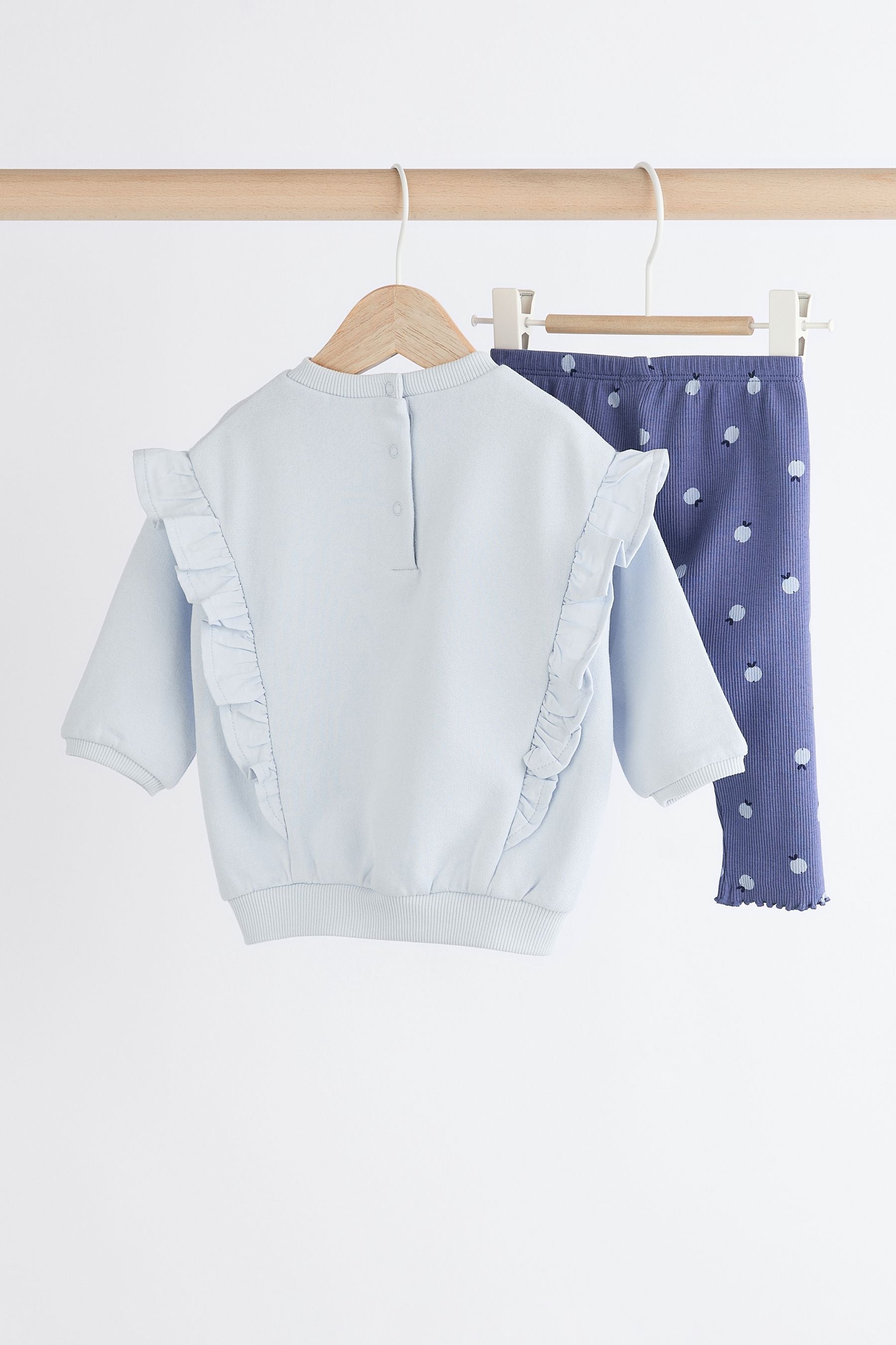 Blue Flower Cosy Baby Sweatshirt And Leggings 2 Piece Set