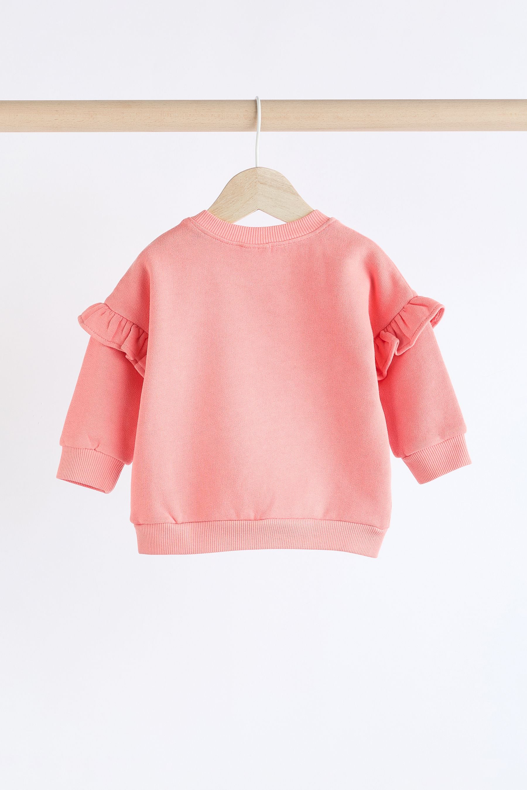 Coral Pink Giraffe Baby Sweat Top And Leggings Set