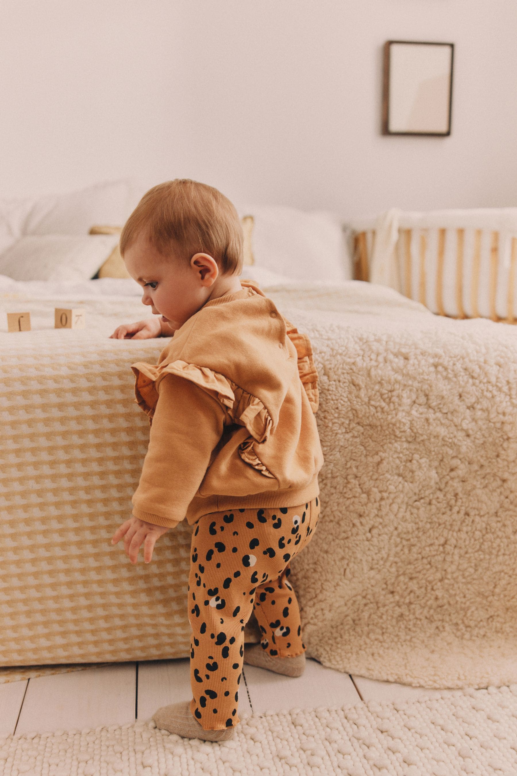 Tan Brown Leopard Print Cosy Baby Sweatshirt And Leggings 2 Piece Set