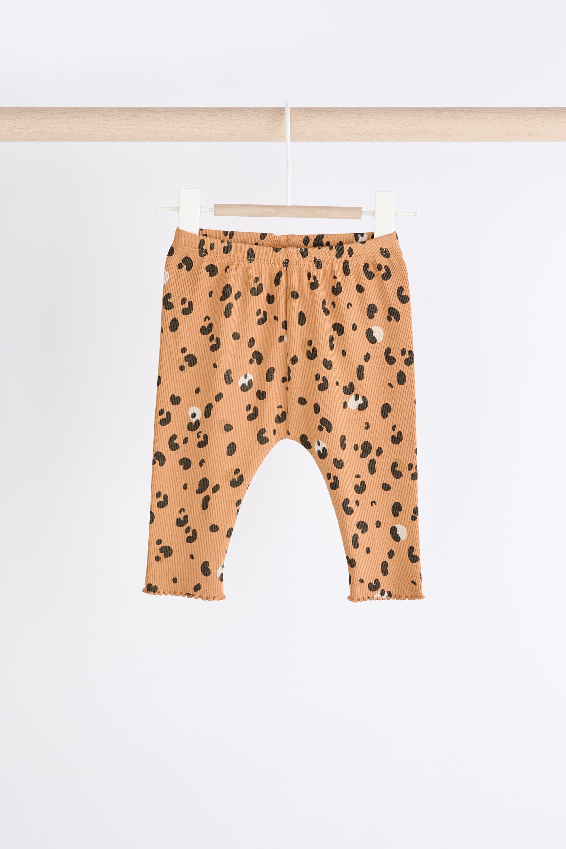 Tan Brown Leopard Print Cosy Baby Sweatshirt And Leggings 2 Piece Set