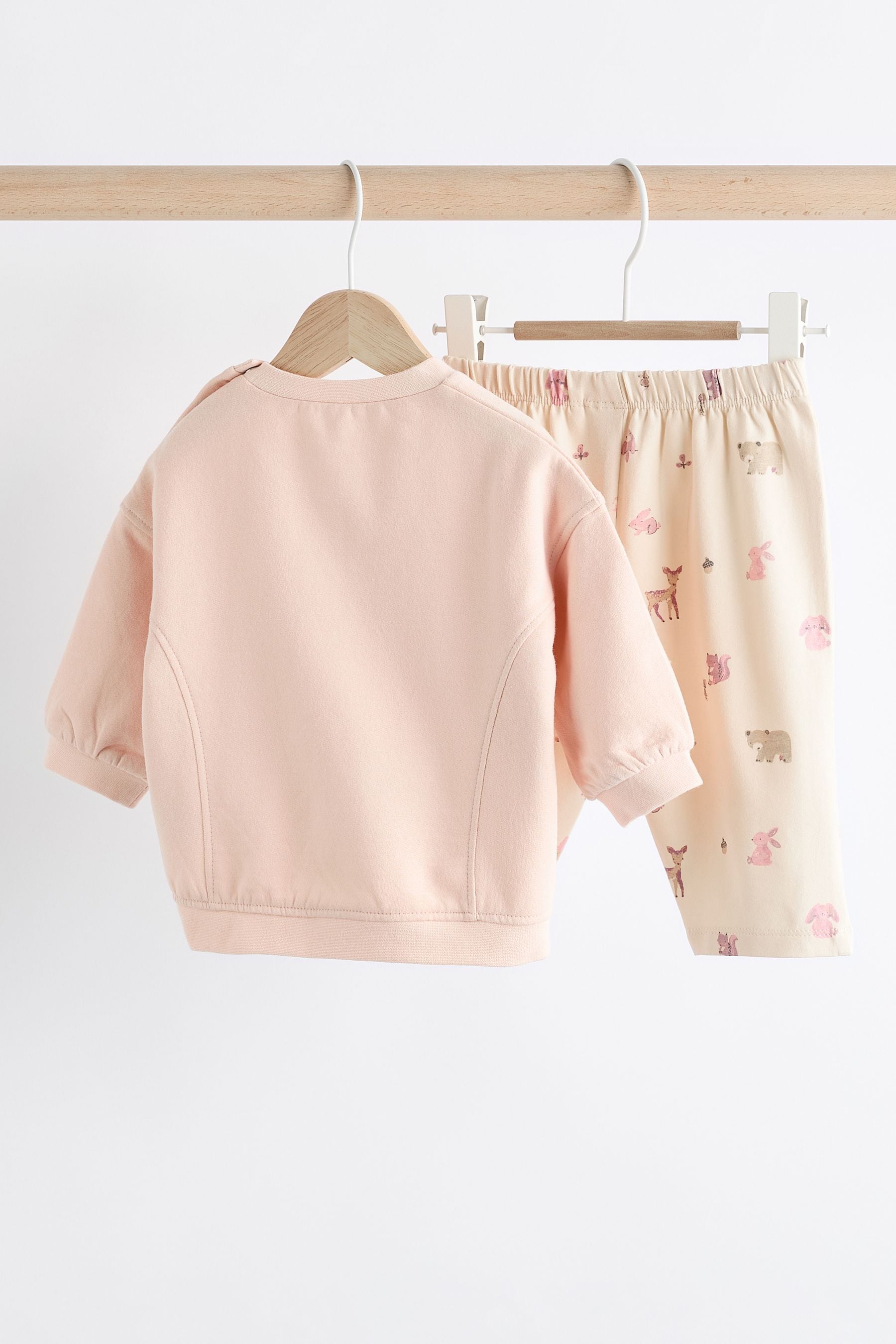 Pink/ Cream Hedgehog Baby Sweatshirt And Wide Leg Trousers Set