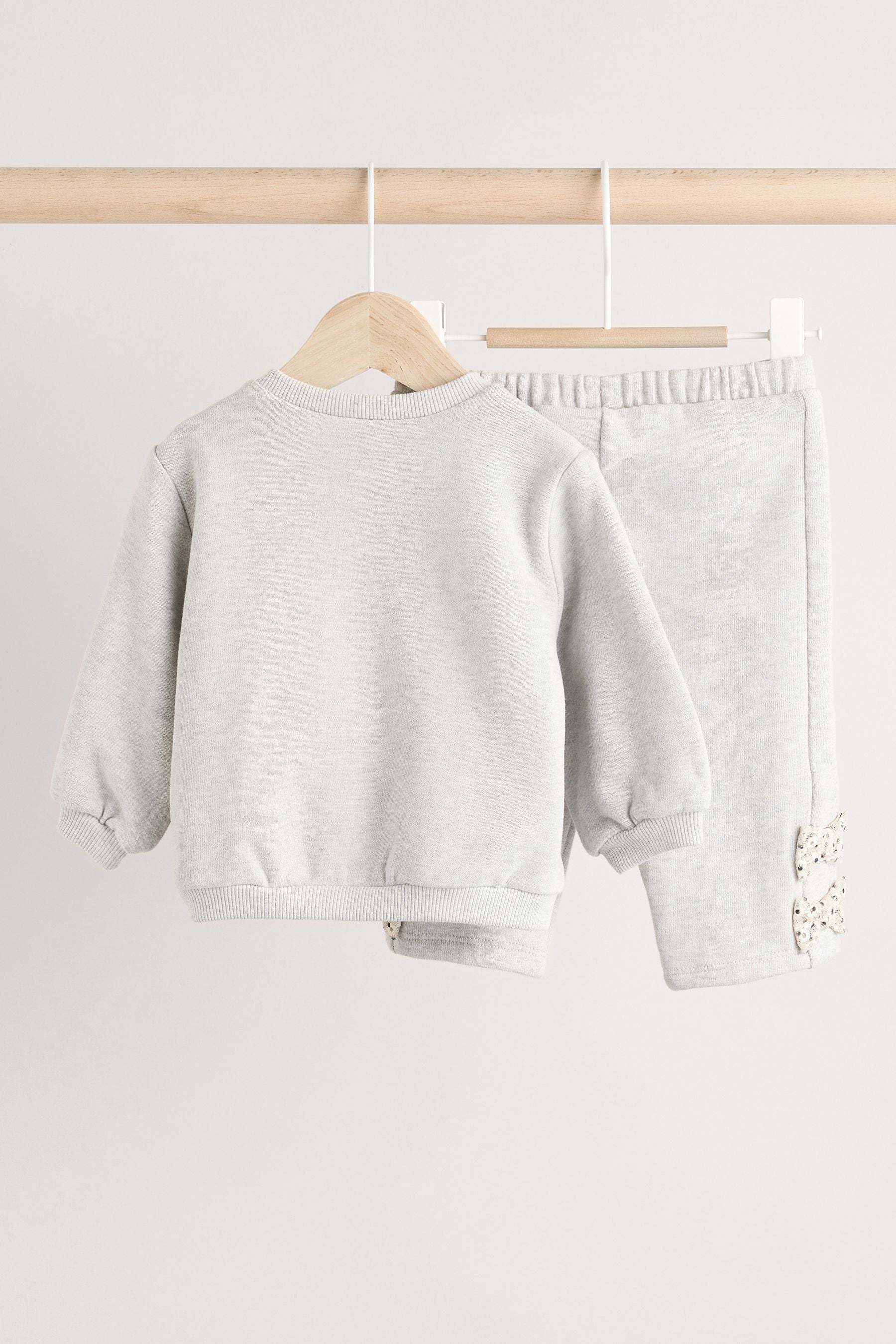 Grey/White Taping Baby Sweatshirt and Joggers Set