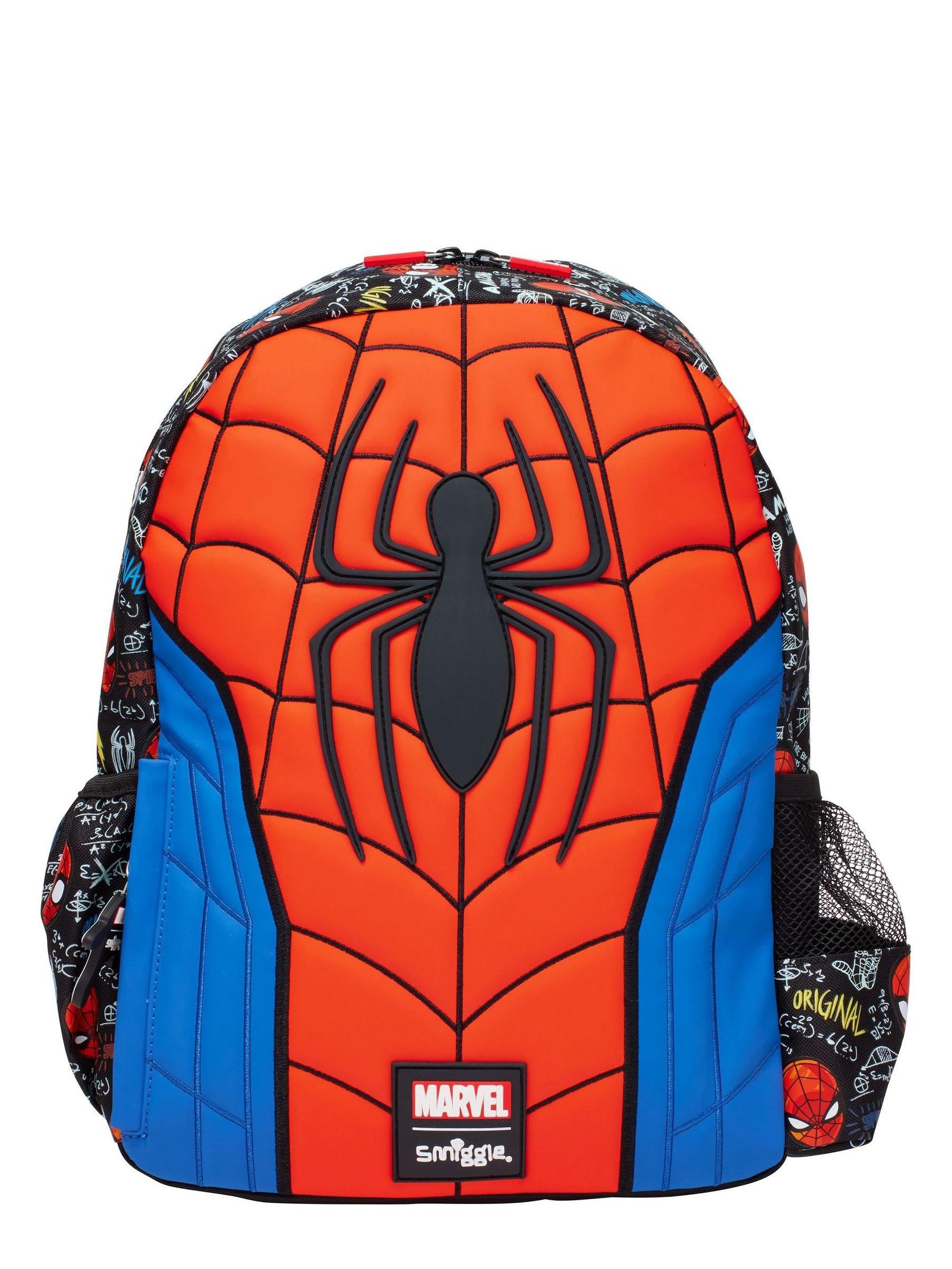 Smiggle Black Spider-Man Junior Character Hoodie Backpack