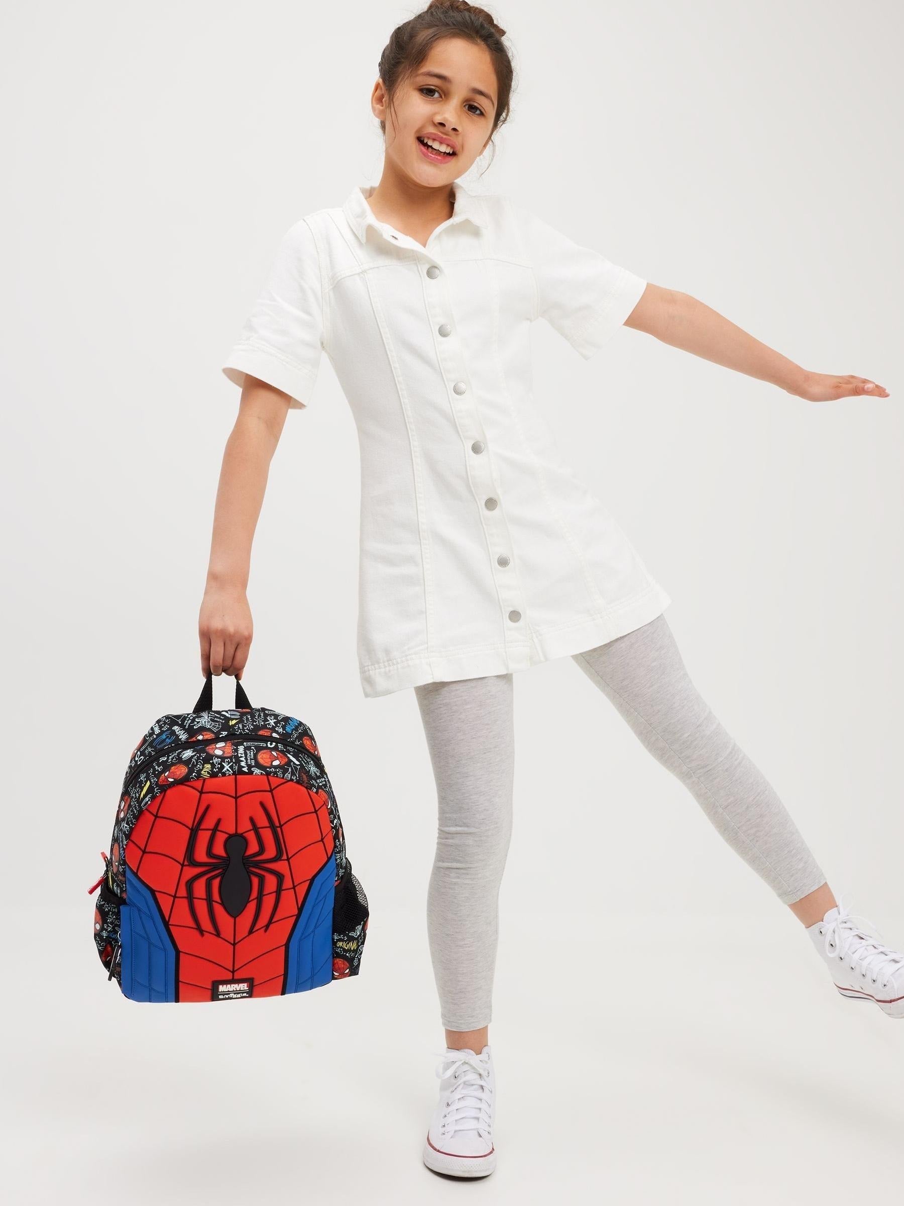 Smiggle Black Spider-Man Junior Character Hoodie Backpack