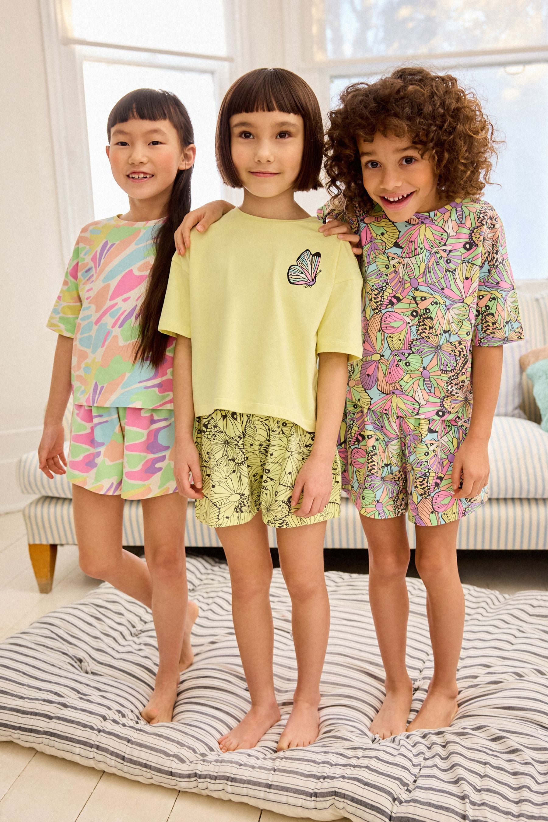 Yellow Butterfly Short Pyjamas 3 Pack (9mths-16yrs)