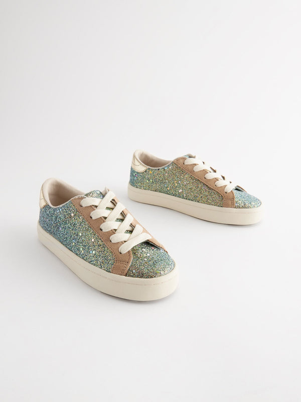 Bronze Glitter Lace Up Lowtop Trainers