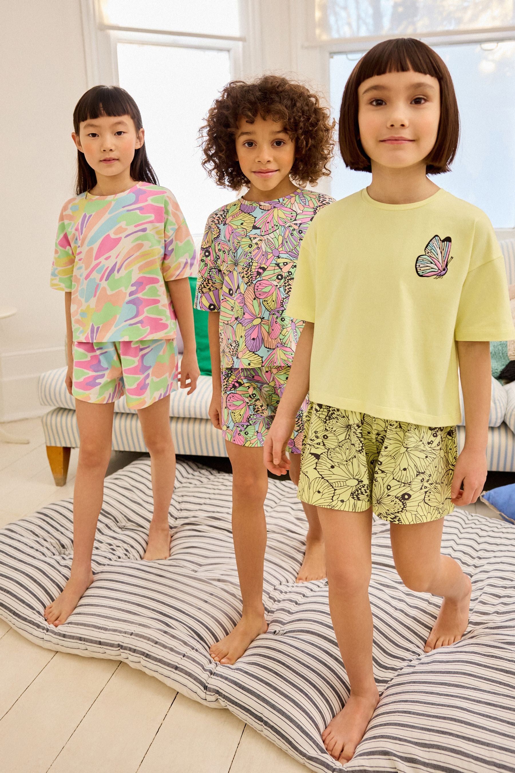 Yellow Butterfly Short Pyjamas 3 Pack (9mths-16yrs)