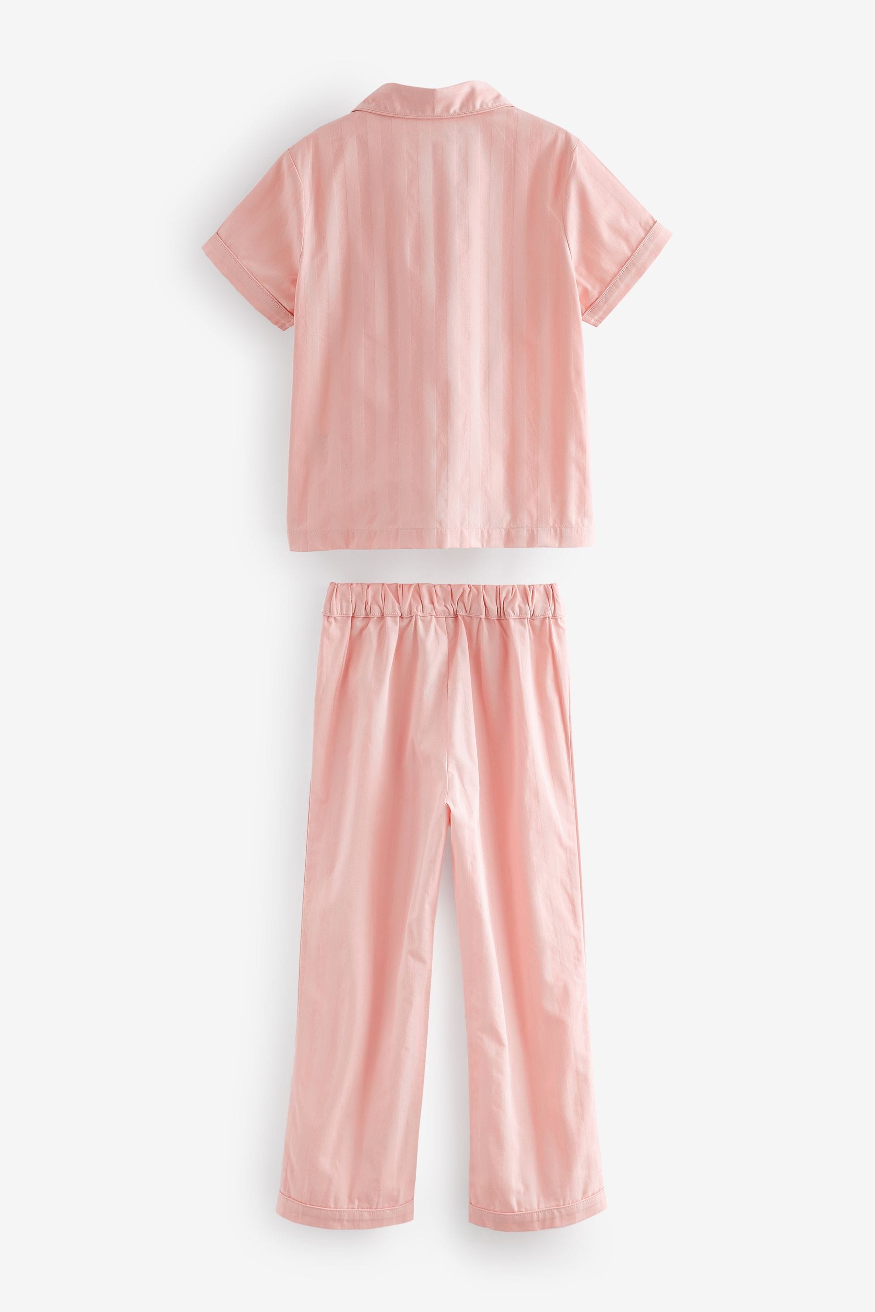 Pink Stripe Cotton Sateen Button through Pyjamas (6-16yrs)