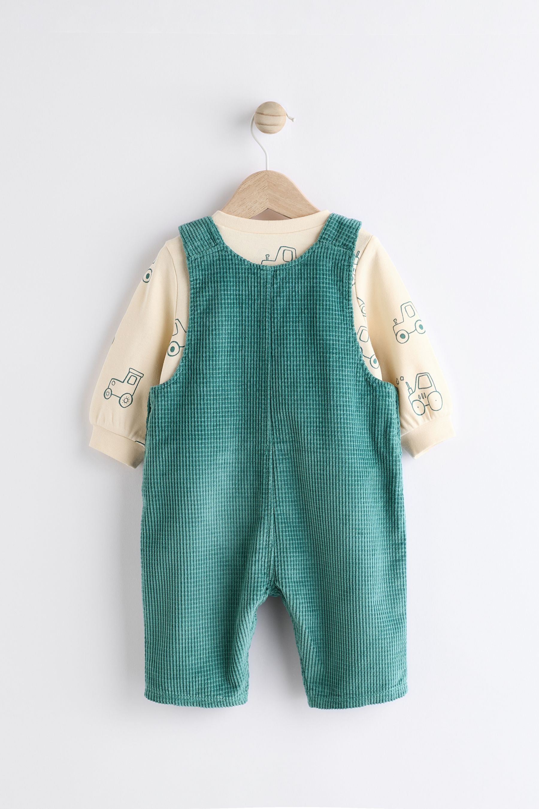 Teal Blue Waffle Cord Dungaree and Bodysuit Baby Set (0mths-2yrs)