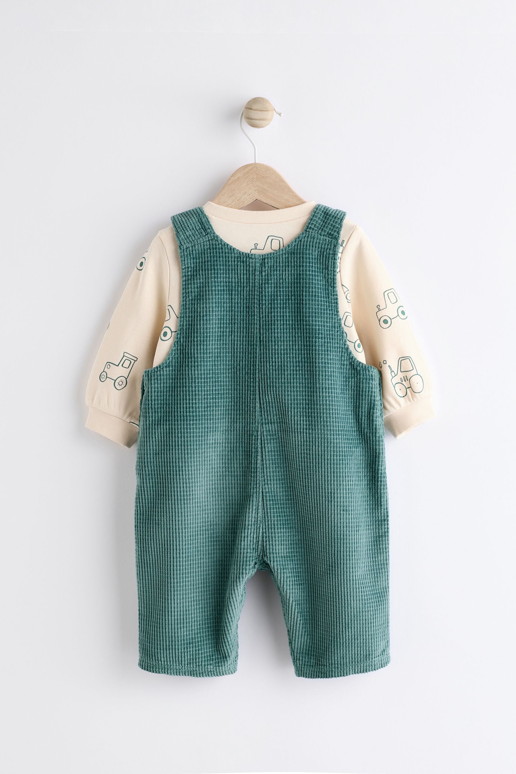 Green Farm Baby Waffle Cord Dungaree and Bodysuit Set (0mths-2yrs)