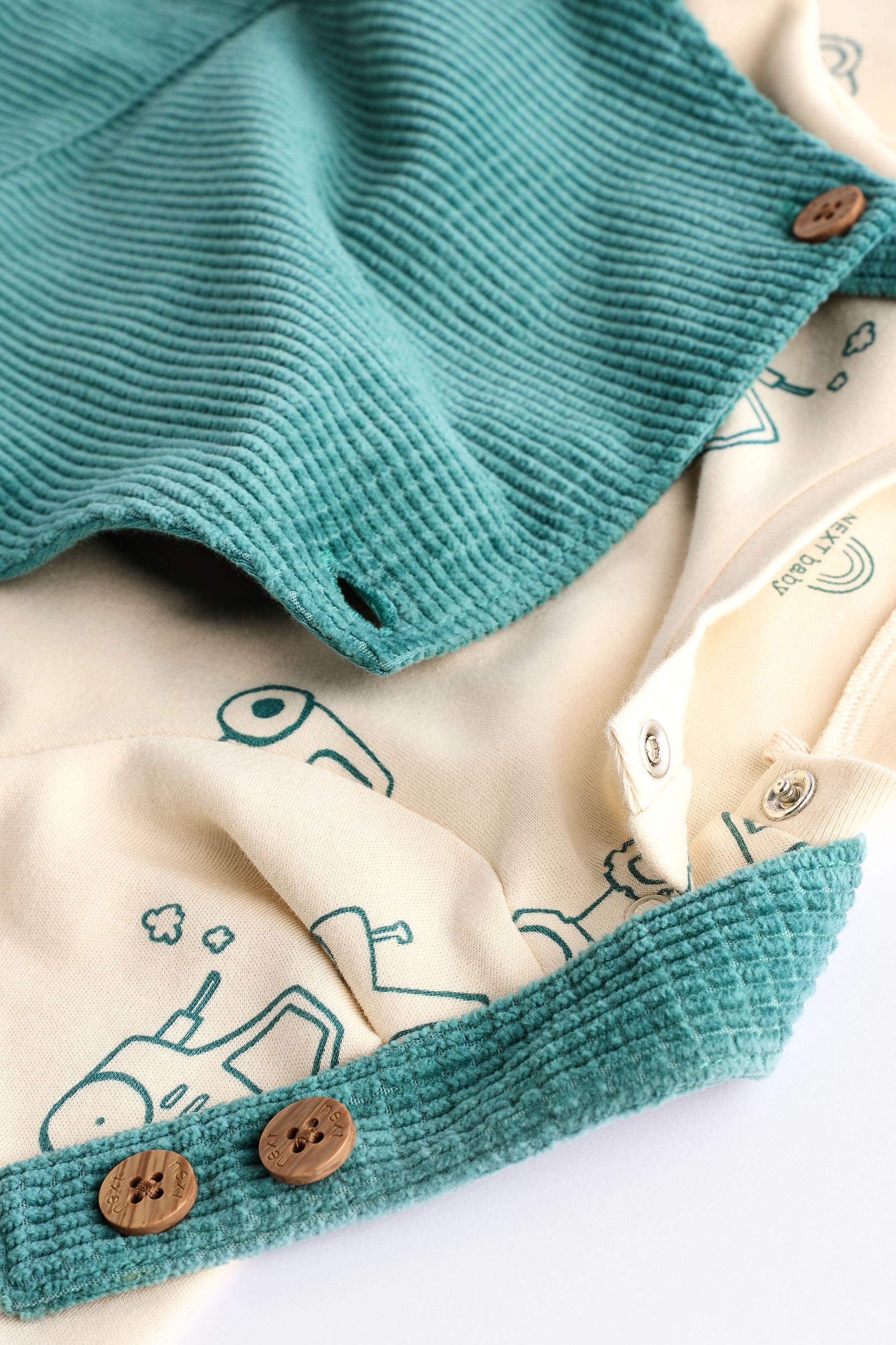 Teal Blue Waffle Cord Dungaree and Bodysuit Baby Set (0mths-2yrs)