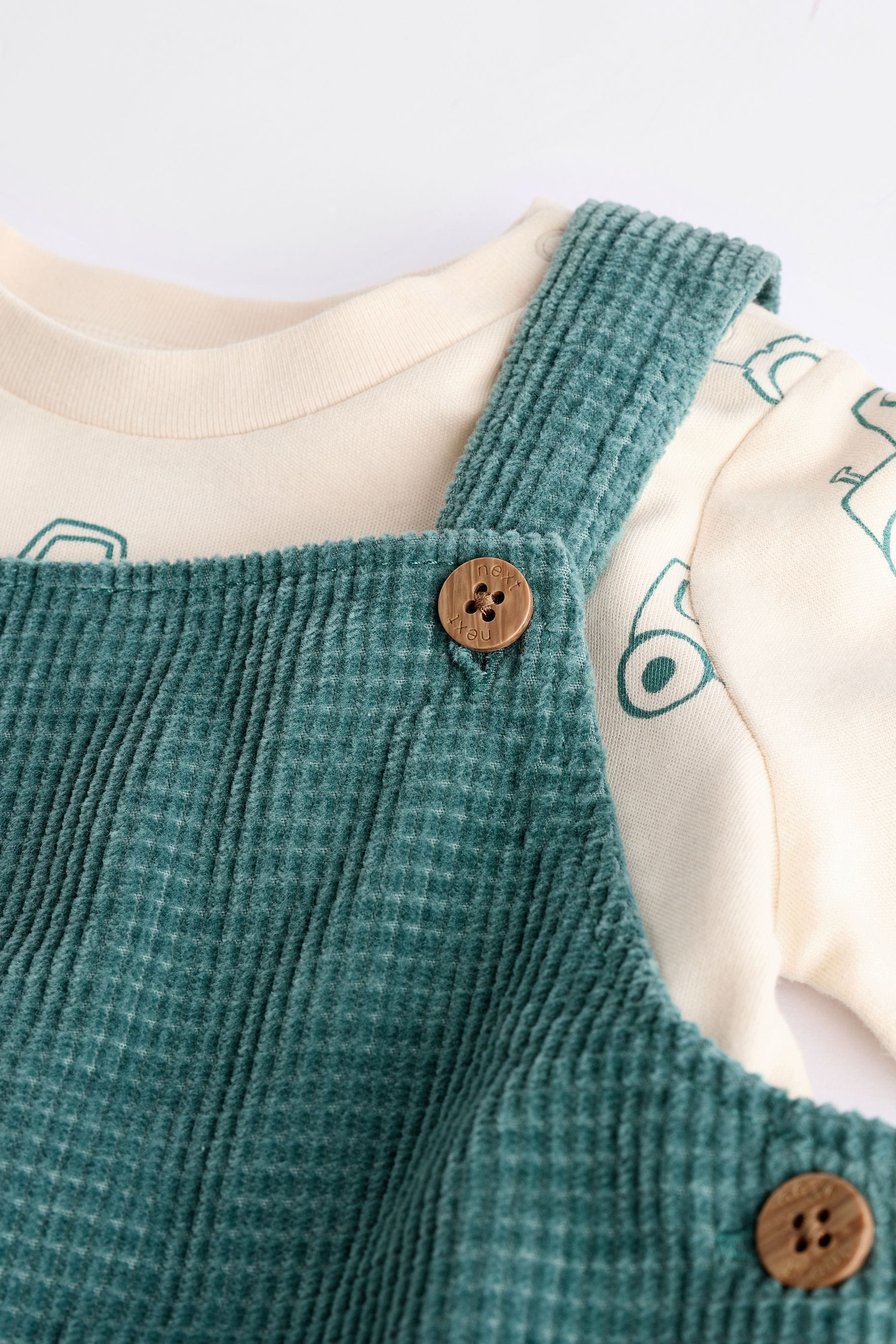 Green Farm Baby Waffle Cord Dungaree and Bodysuit Set (0mths-2yrs)