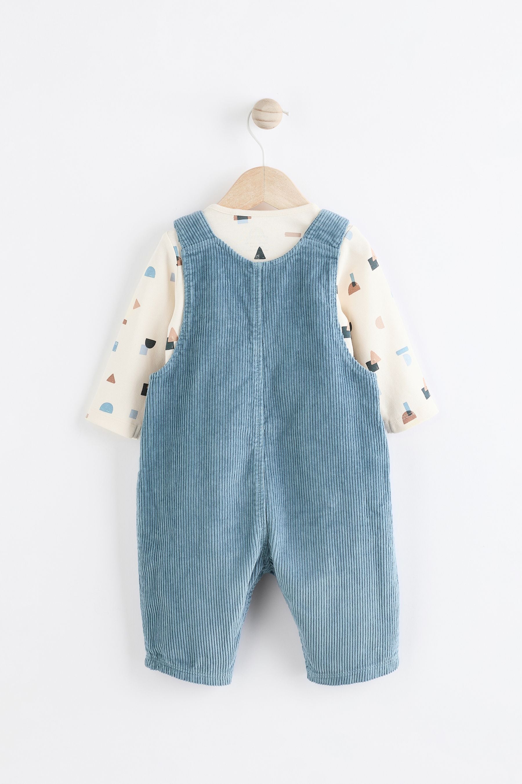 Blue Cord 100% Cotton Baby Dungarees and Bodysuit Set (0mths-2yrs)