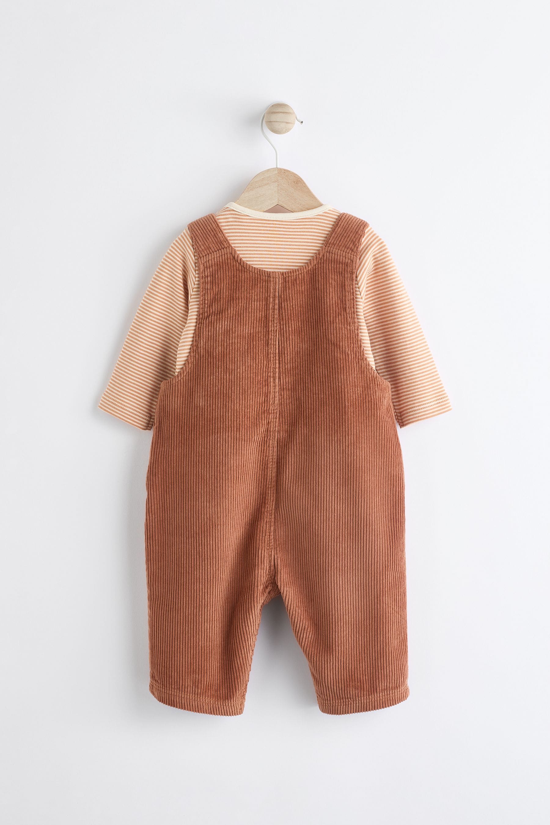 Rust Brown Cord 100% Cotton Baby Dungarees and Bodysuit Set (0mths-2yrs)