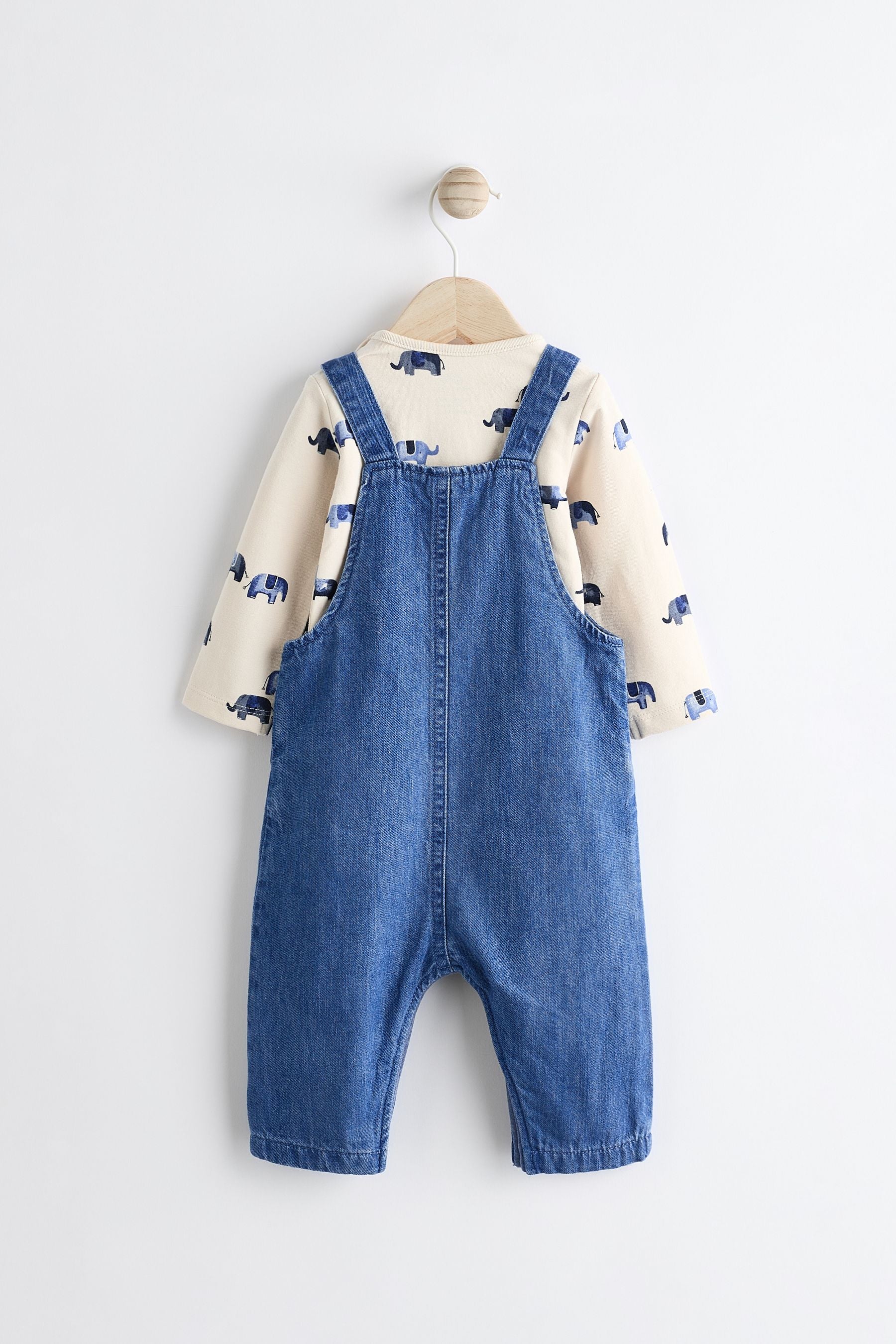 Blue Elephant Baby Denim Dungarees and Bodysuit Set (0mths-2yrs)