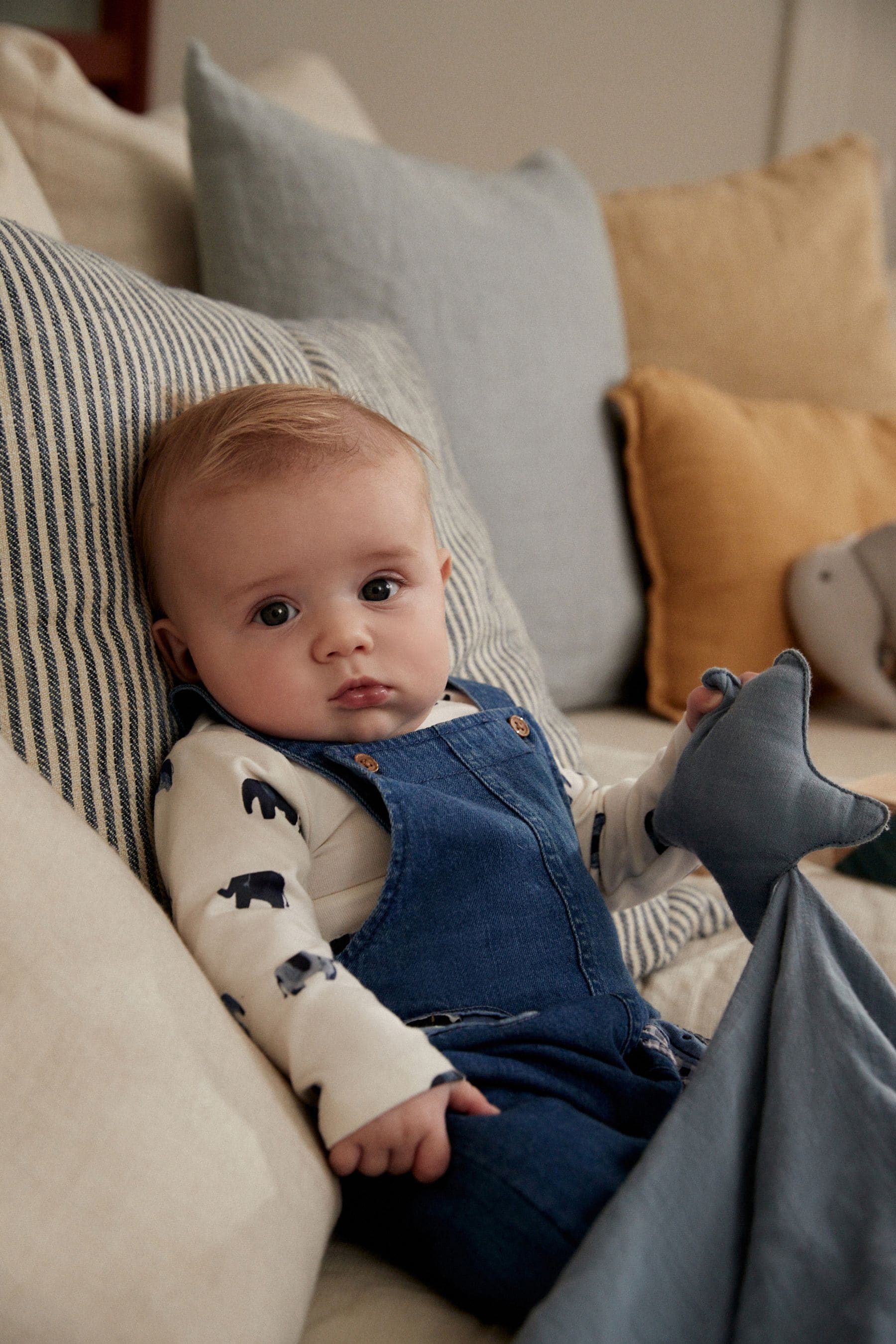 Blue Elephant Baby Denim Dungarees and Bodysuit Set (0mths-2yrs)