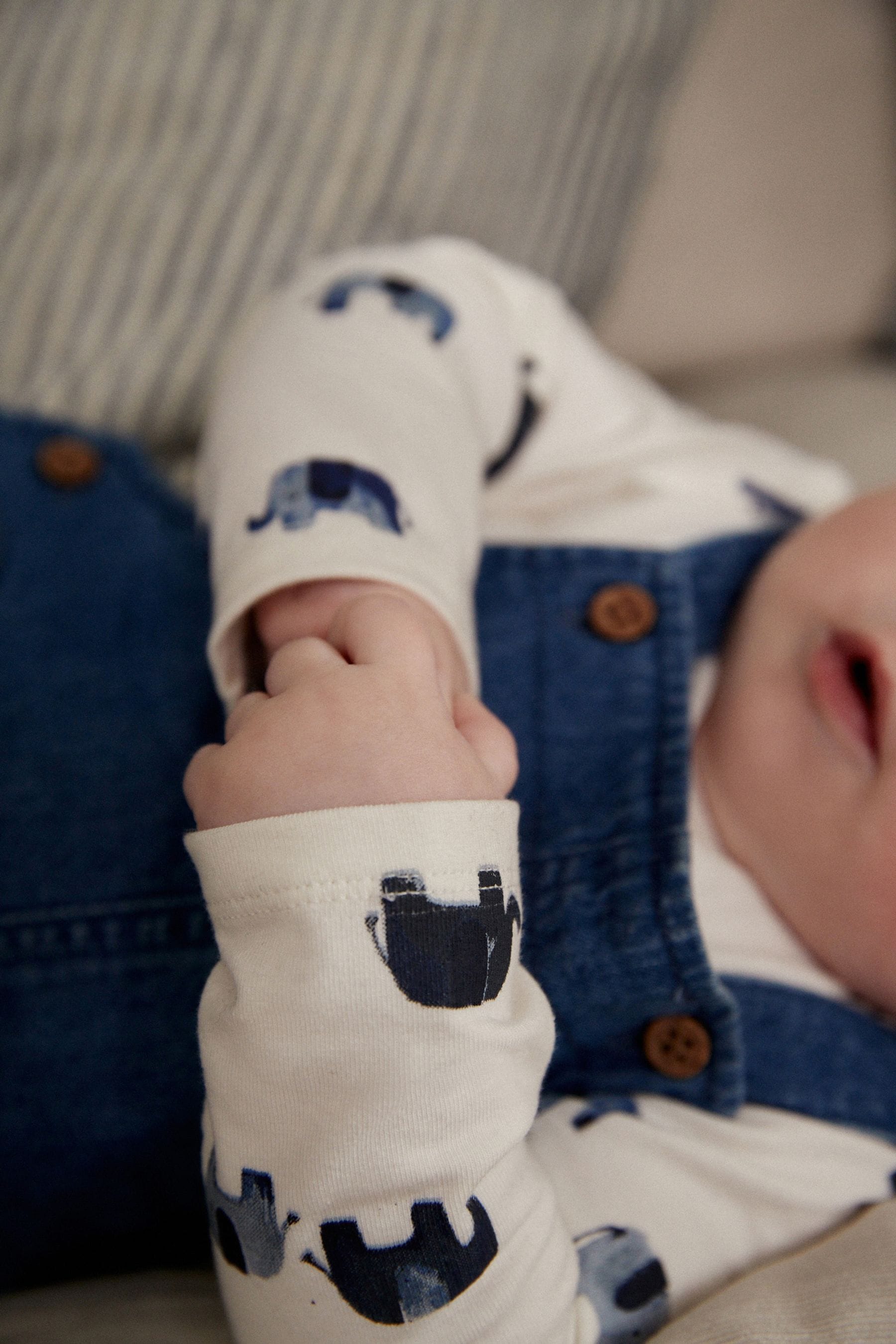 Blue Elephant Baby Denim Dungarees and Bodysuit Set (0mths-2yrs)