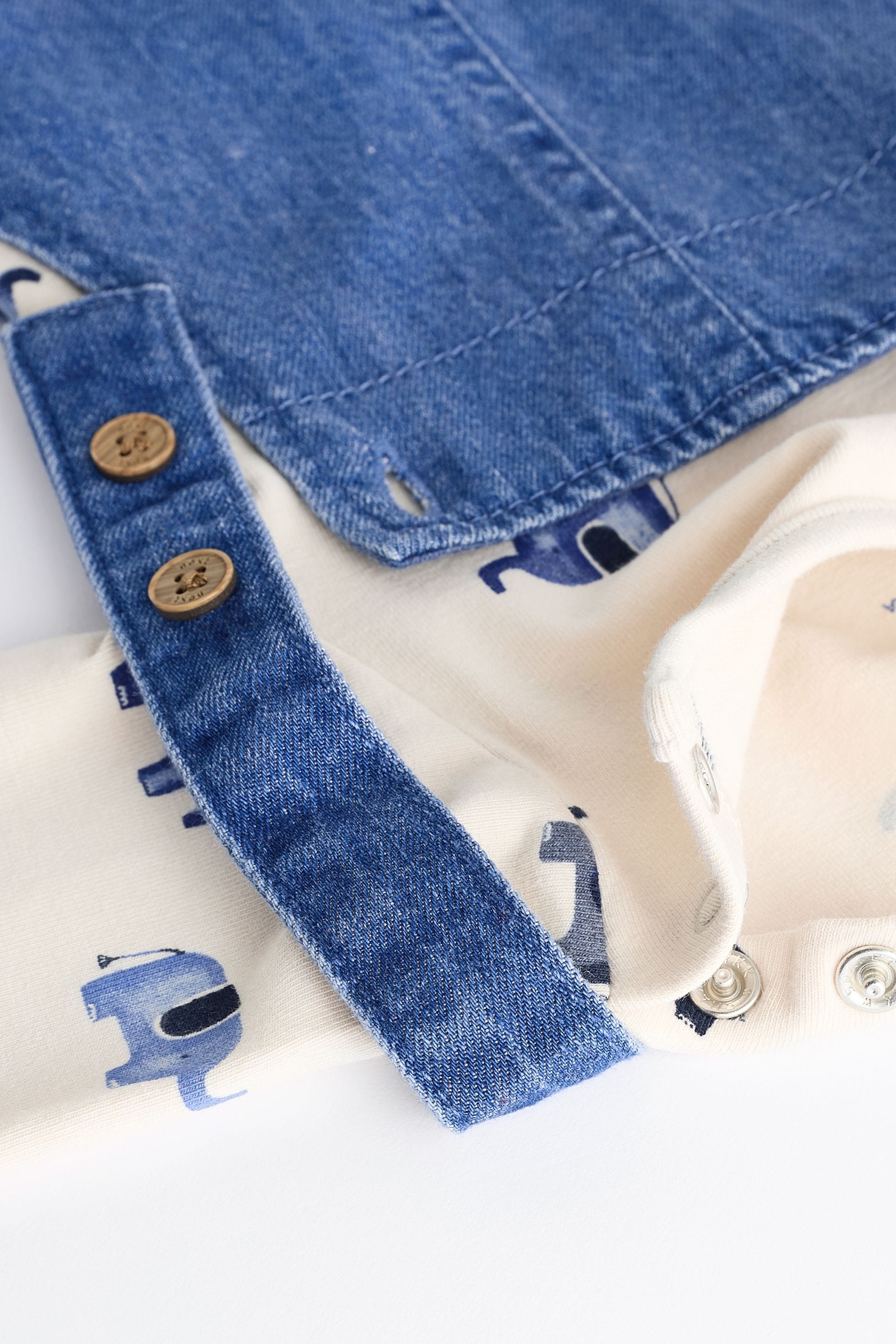 Blue Elephant Baby Denim Dungarees and Bodysuit Set (0mths-2yrs)