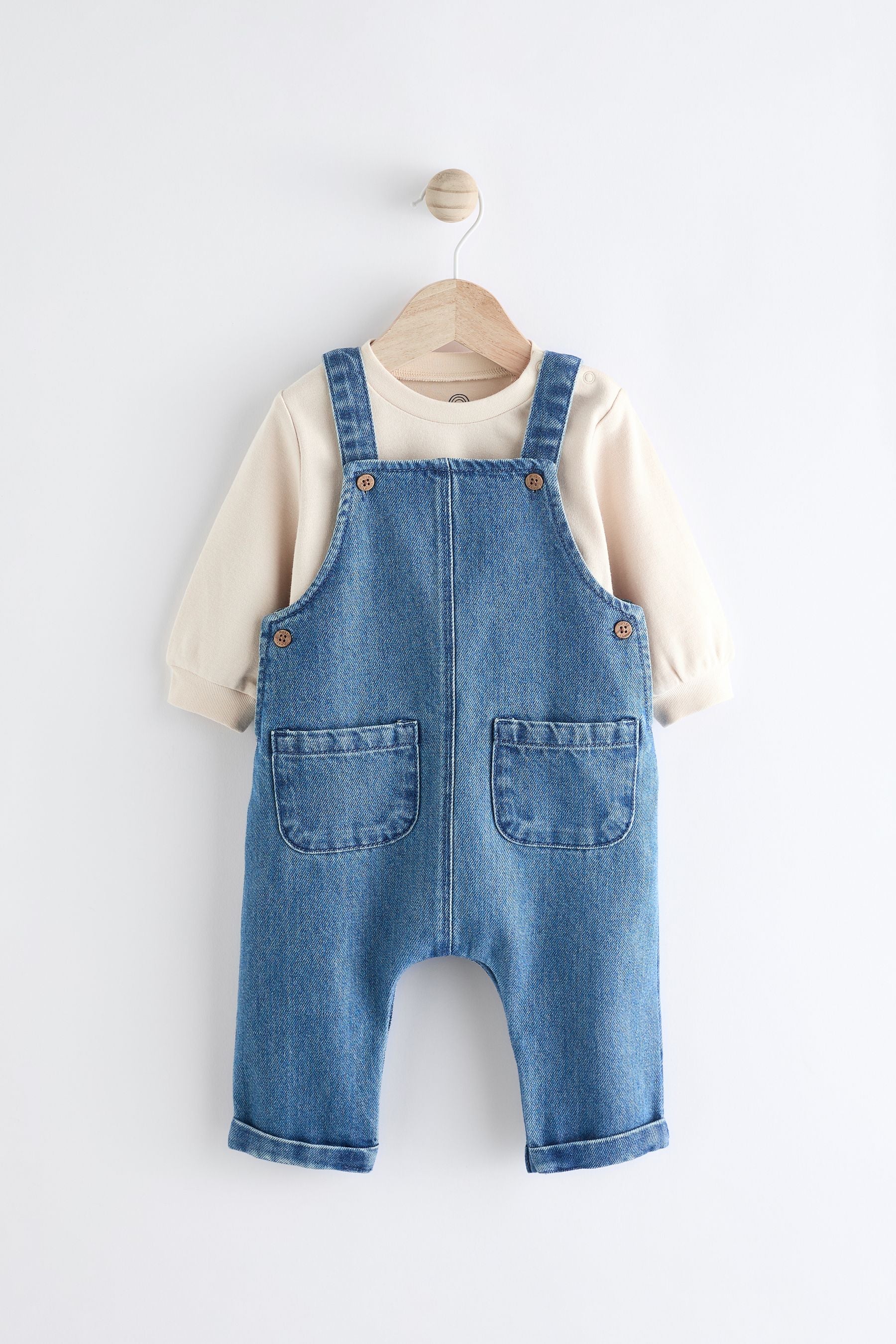 Blue Baby Denim Dungarees and Bodysuit Set (0mths-2yrs)