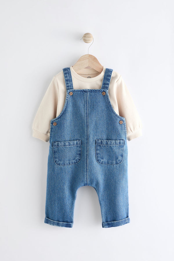 Blue Baby Denim Dungarees and Bodysuit Set (0mths-2yrs)