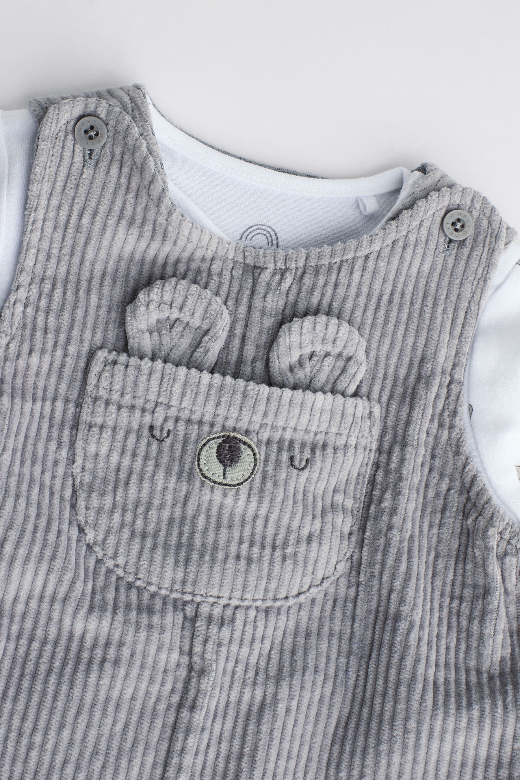 Grey Bear Baby Cord Dungarees and Bodysuit Set (0mths-2yrs)