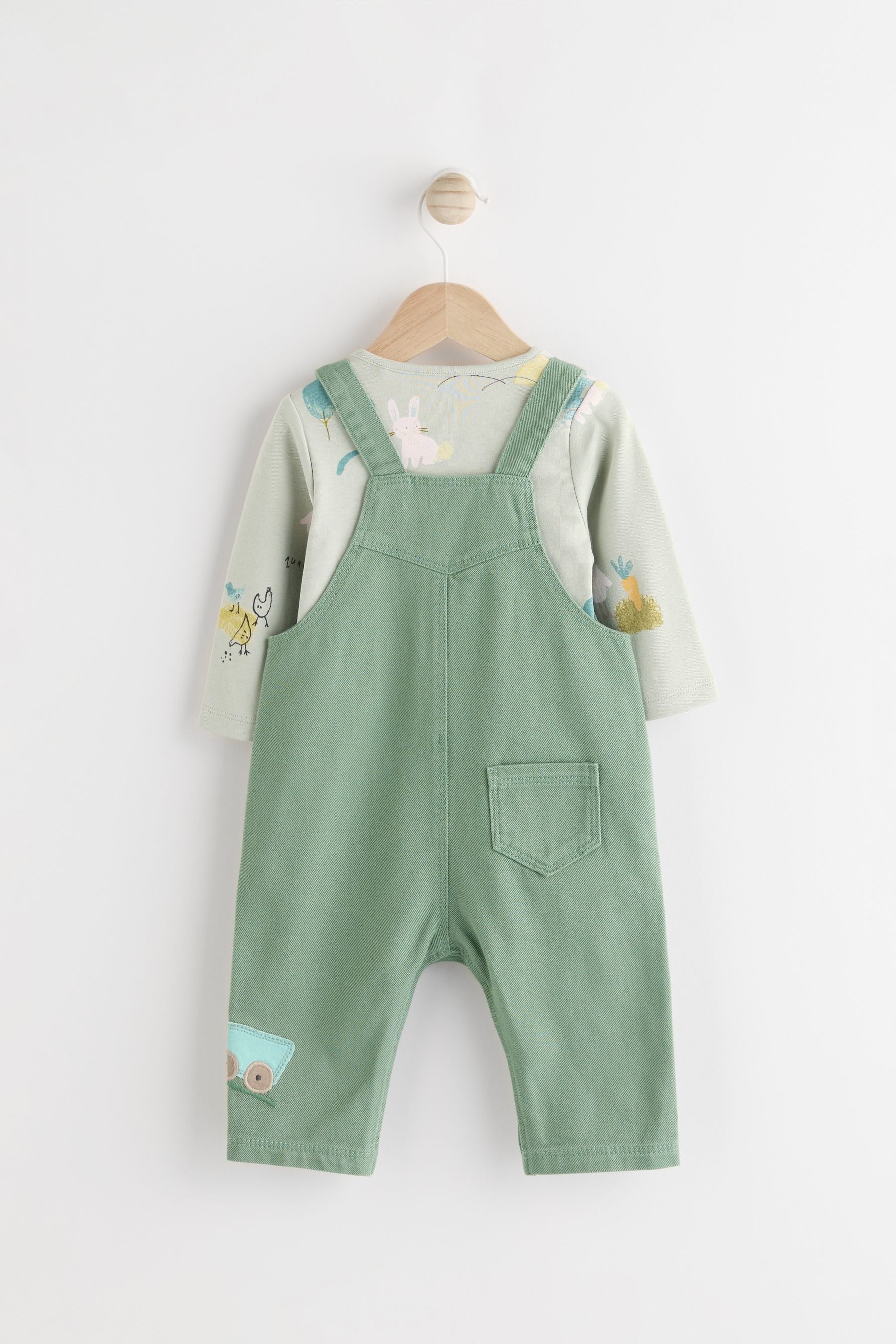 Green Farm Baby Twill Dungarees and Bodysuit Set (0mths-2yrs)