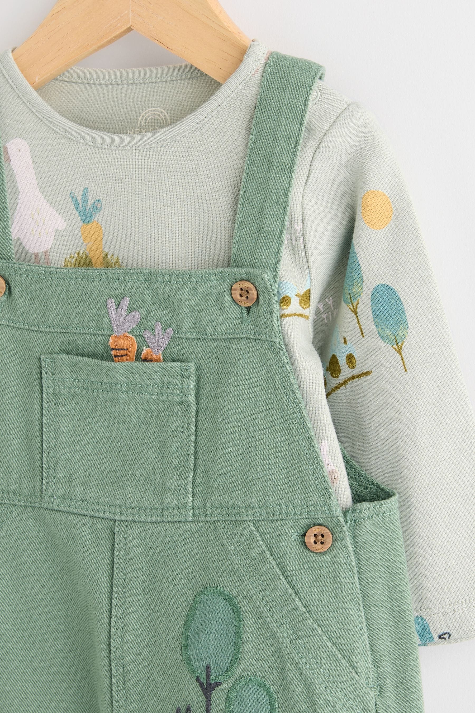 Green Farm Baby Twill Dungarees and Bodysuit Set (0mths-2yrs)