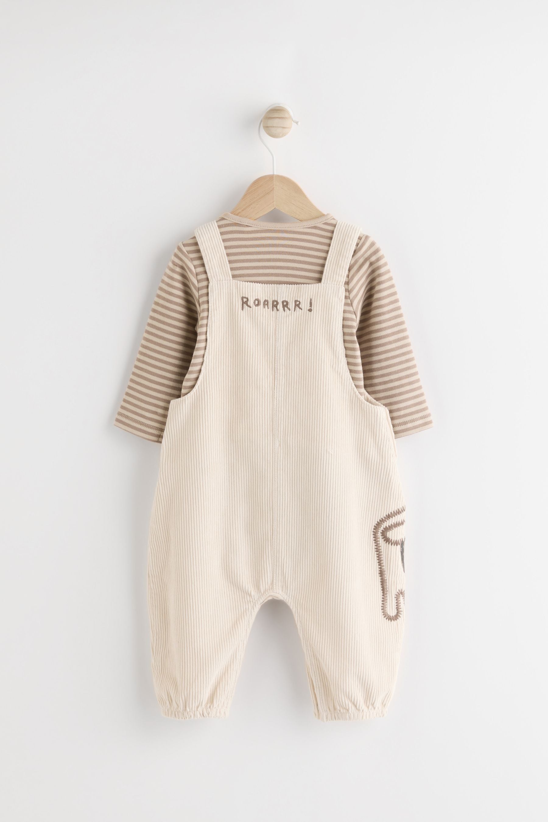 Neutral Tiger Baby Cord Dungarees and Bodysuit Set (0mths-2yrs)