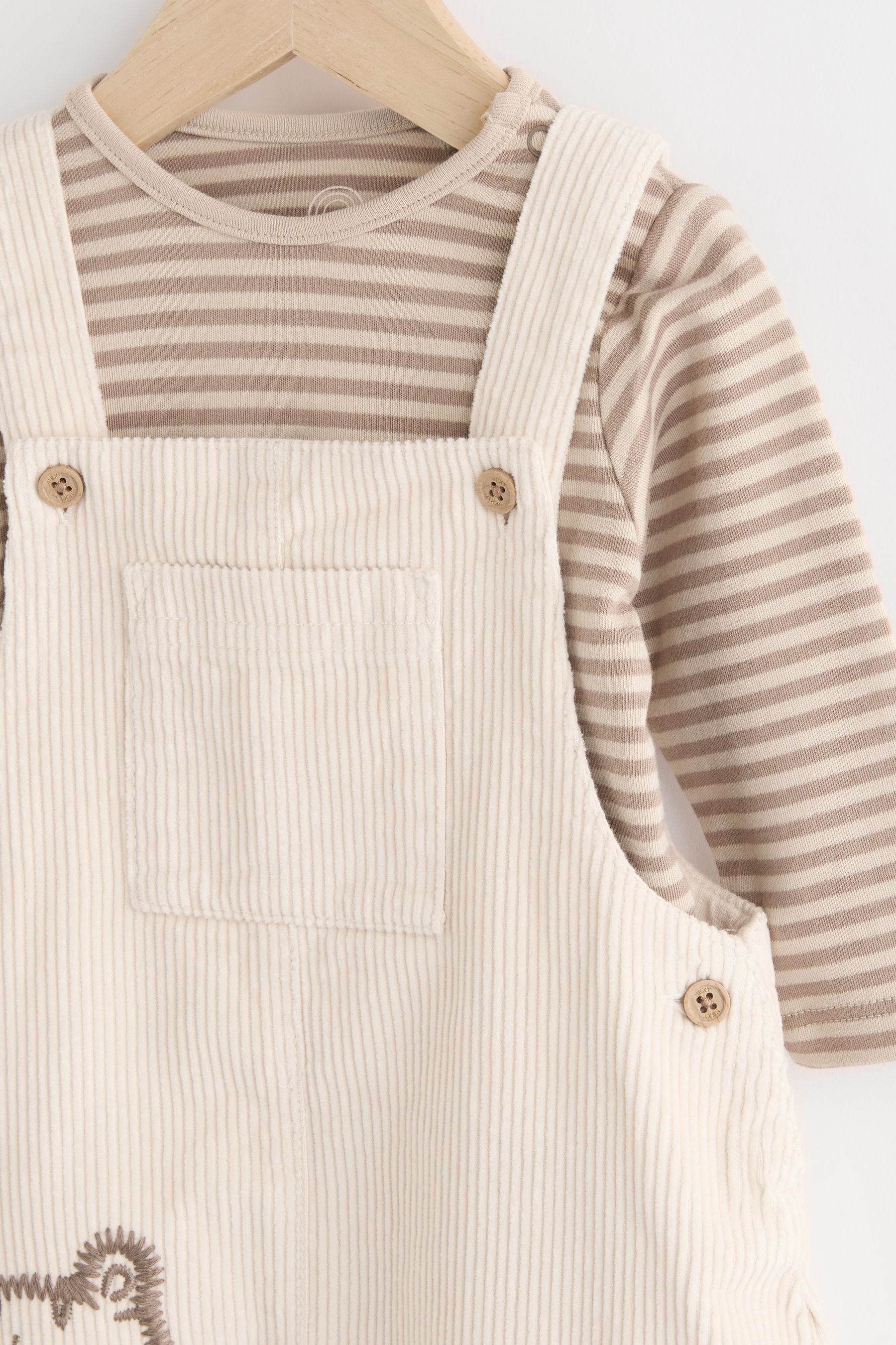 Neutral Tiger Baby Cord Dungarees and Bodysuit Set (0mths-2yrs)