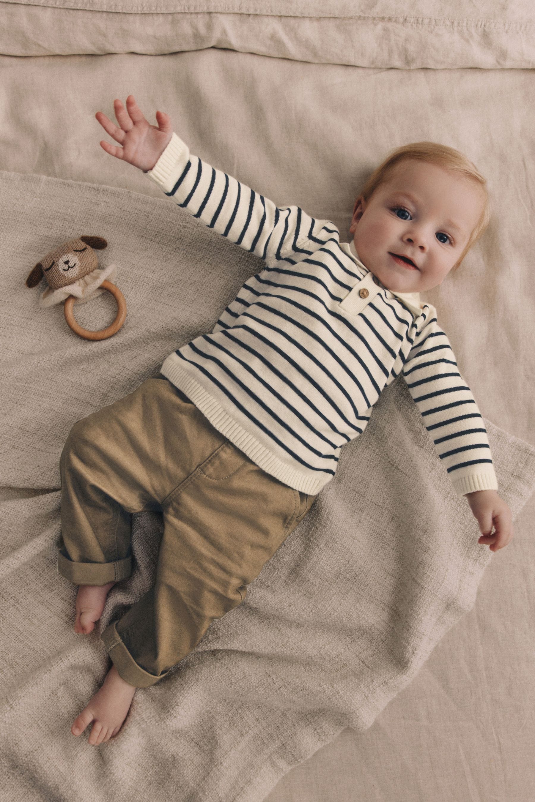 Navy Stripe Baby Woven100% Cotton  Top and Trousers Set (0mths-2yrs)