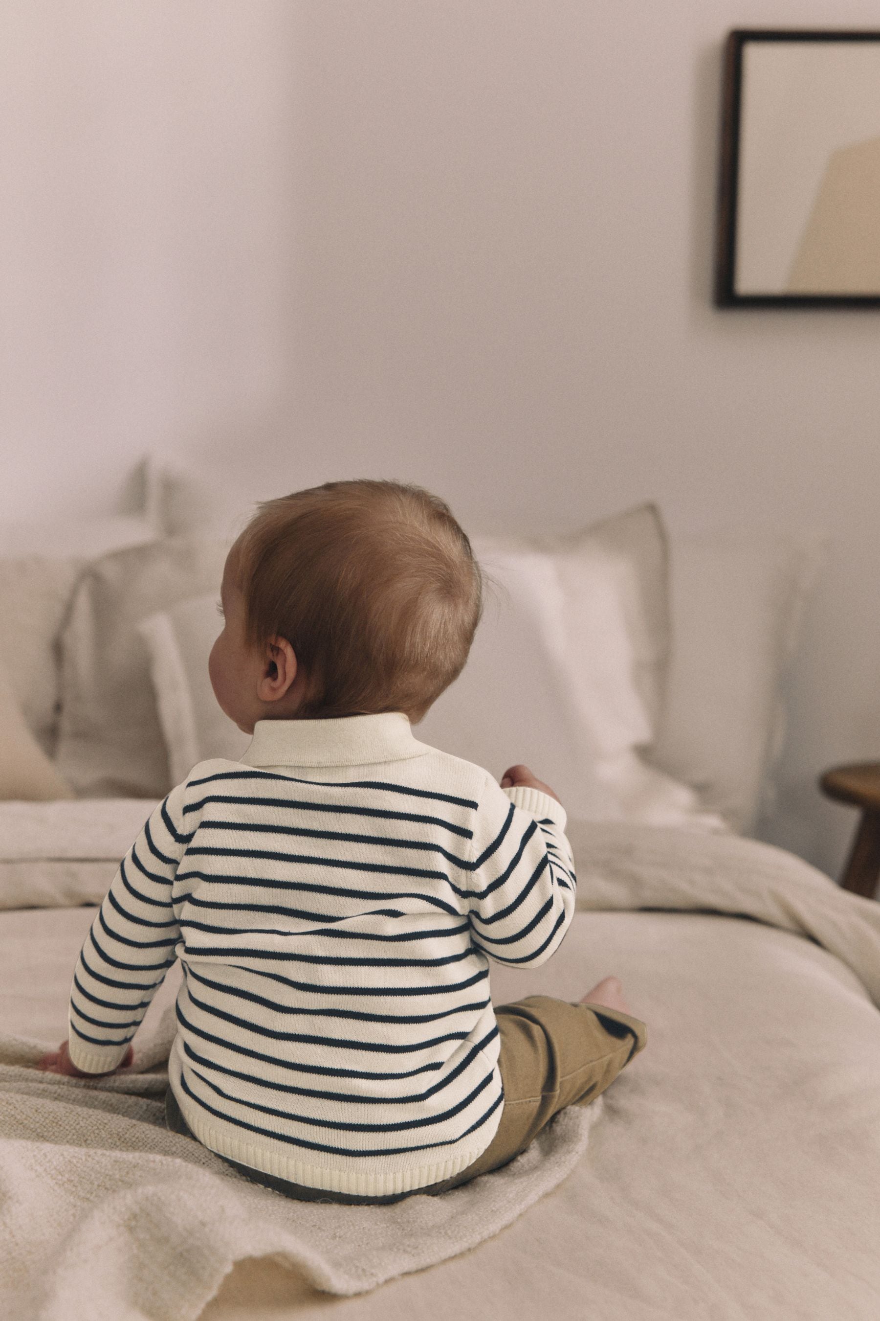 Navy Stripe Baby Woven100% Cotton  Top and Trousers Set (0mths-2yrs)