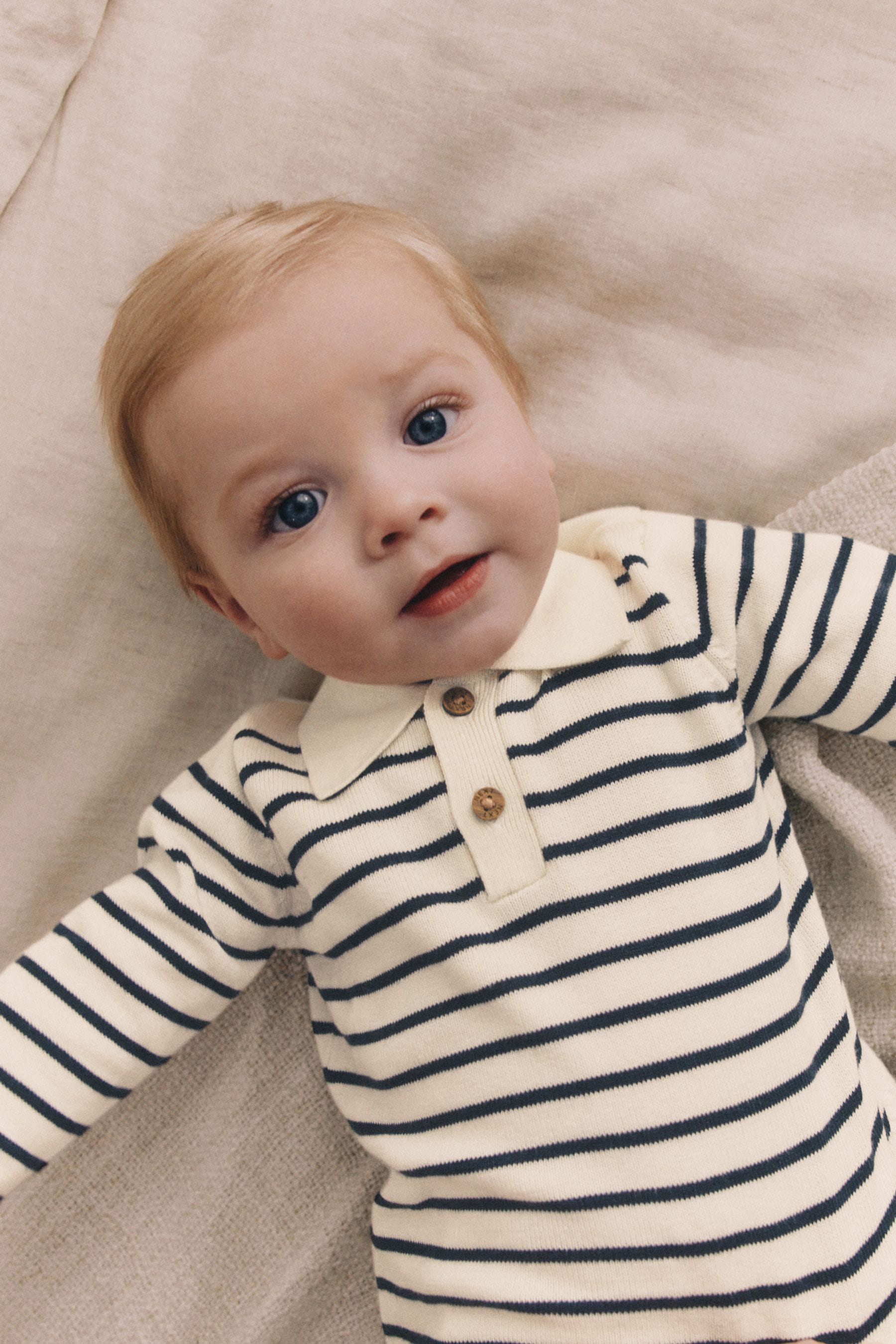 Navy Stripe Baby Woven100% Cotton  Top and Trousers Set (0mths-2yrs)