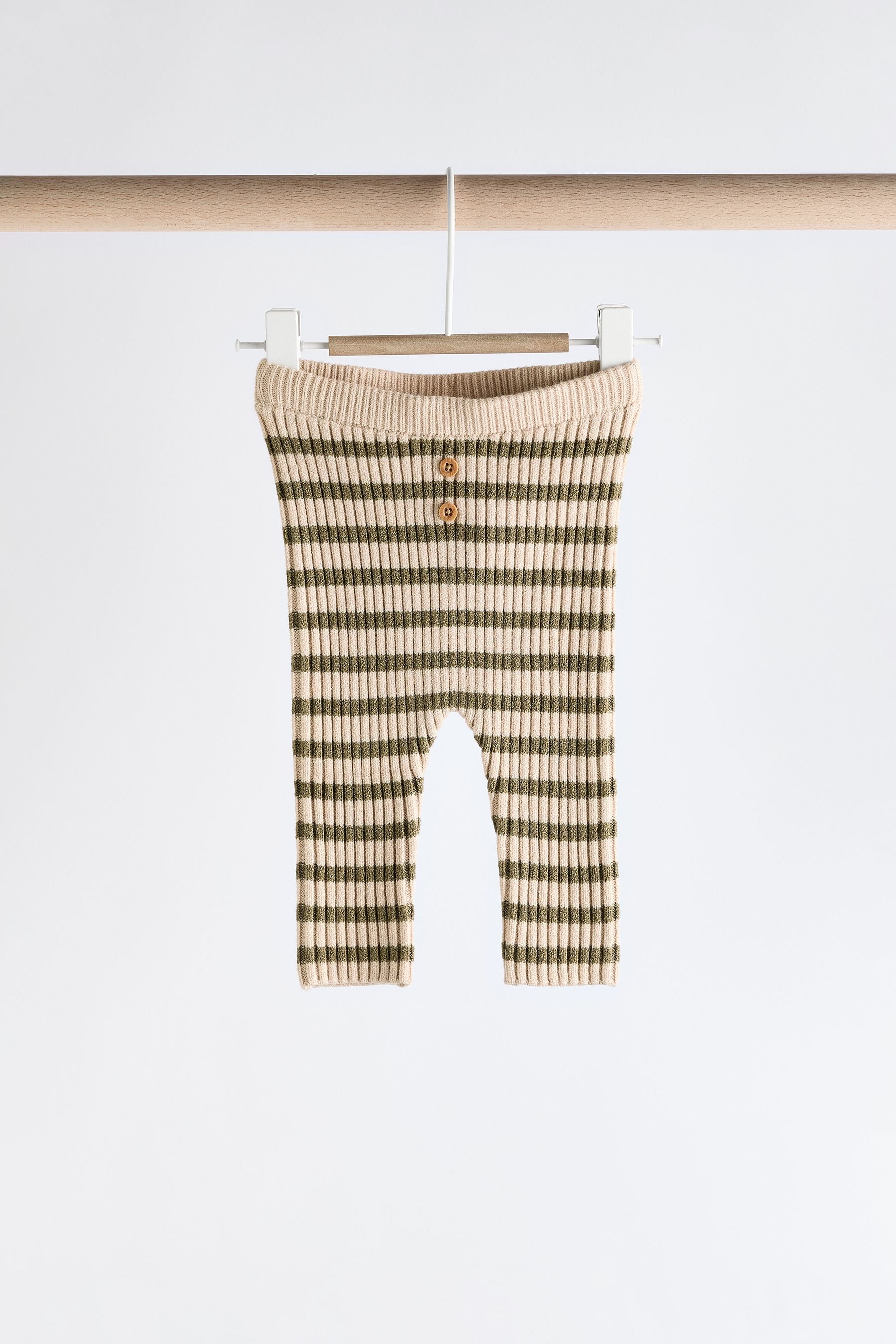 Green Stripe Baby Knitted Rib Top and Leggings Set (0mths-2yrs)