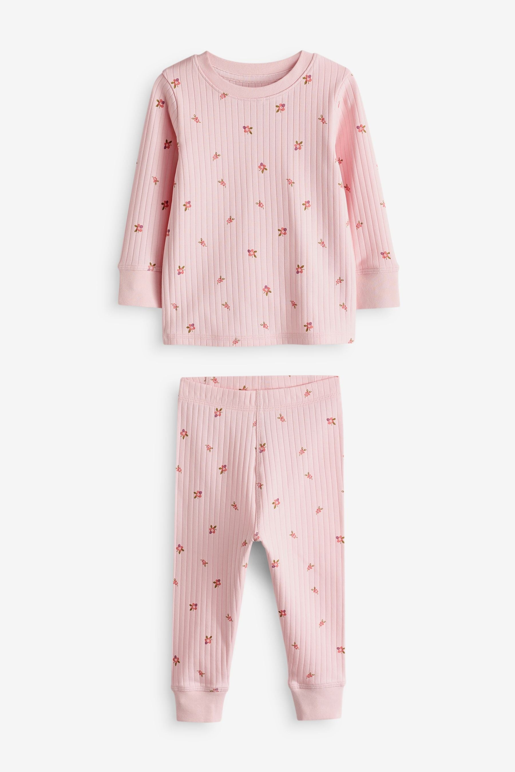 Pink/ White Ditsy 100% Cotton Floral Snuggle Pyjamas 3 Pack (9mths-12yrs)