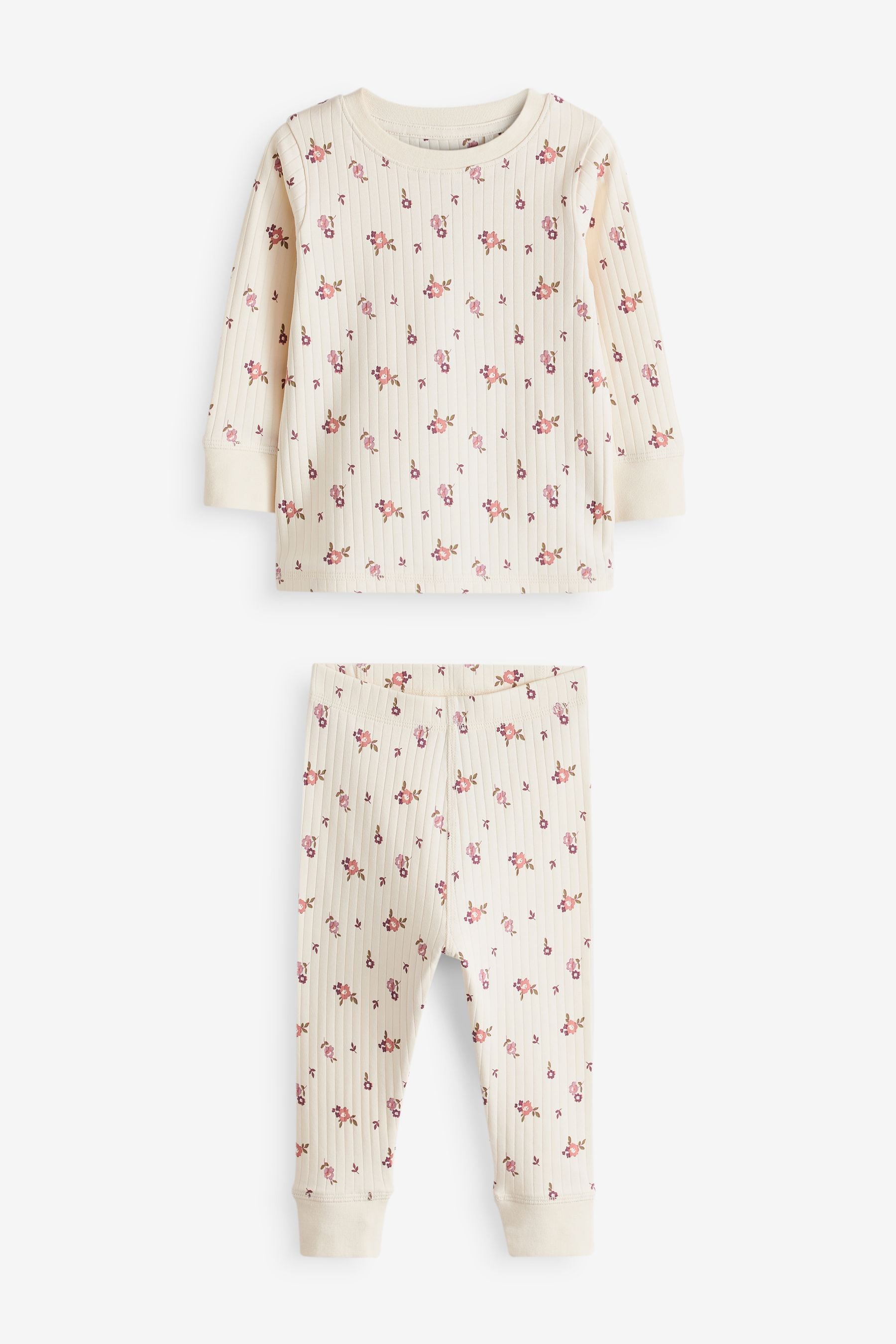 Pink/ White Ditsy 100% Cotton Floral Snuggle Pyjamas 3 Pack (9mths-12yrs)