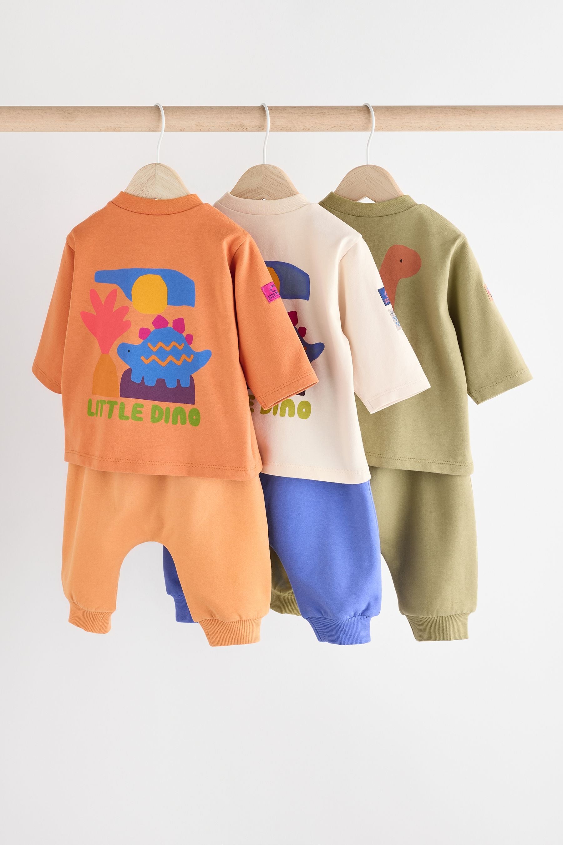 Bright Dino Baby Sweatshirt and Joggers Set 6 Pack