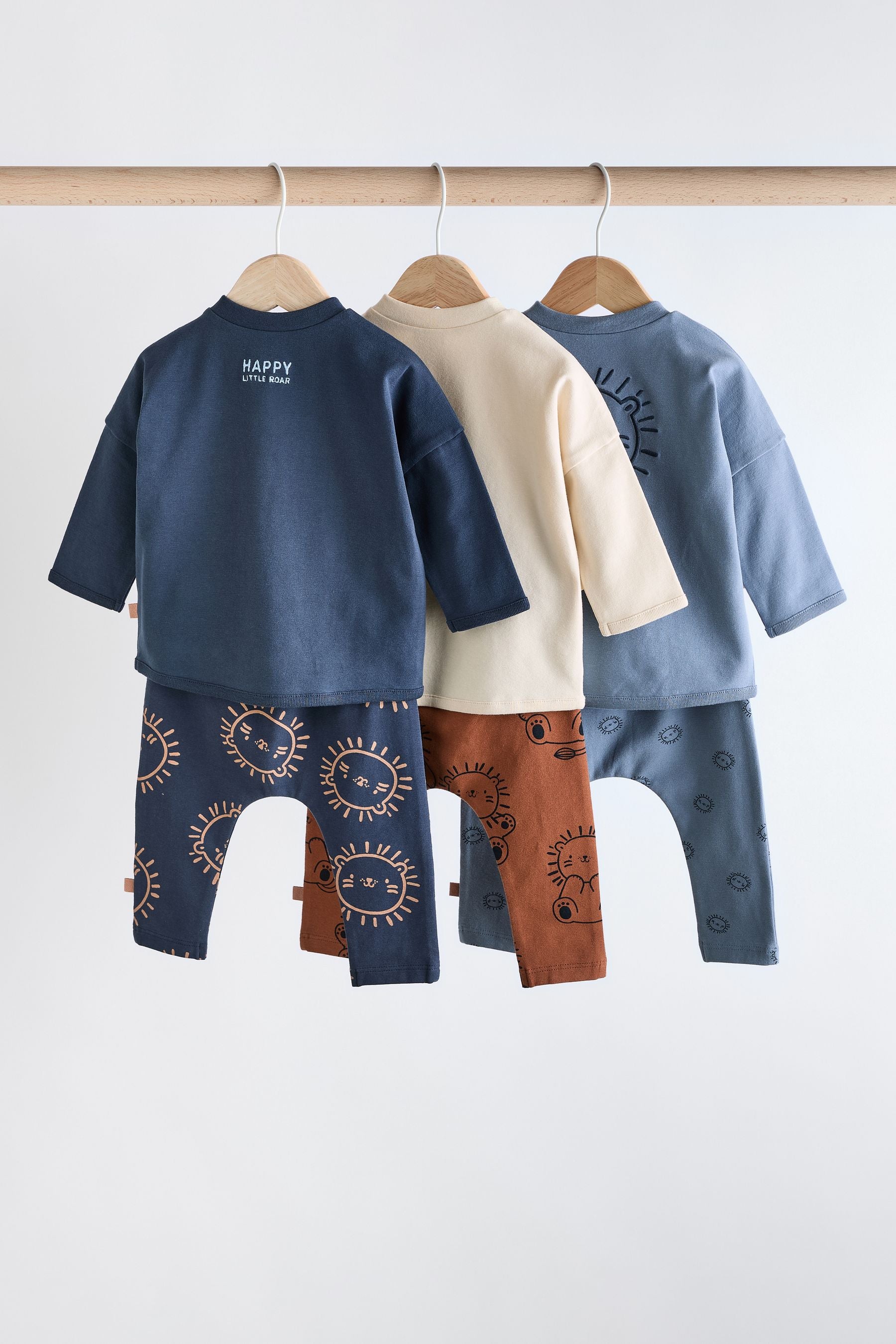 Navy Blue Lion Top and Leggings Baby Set 6 Pack