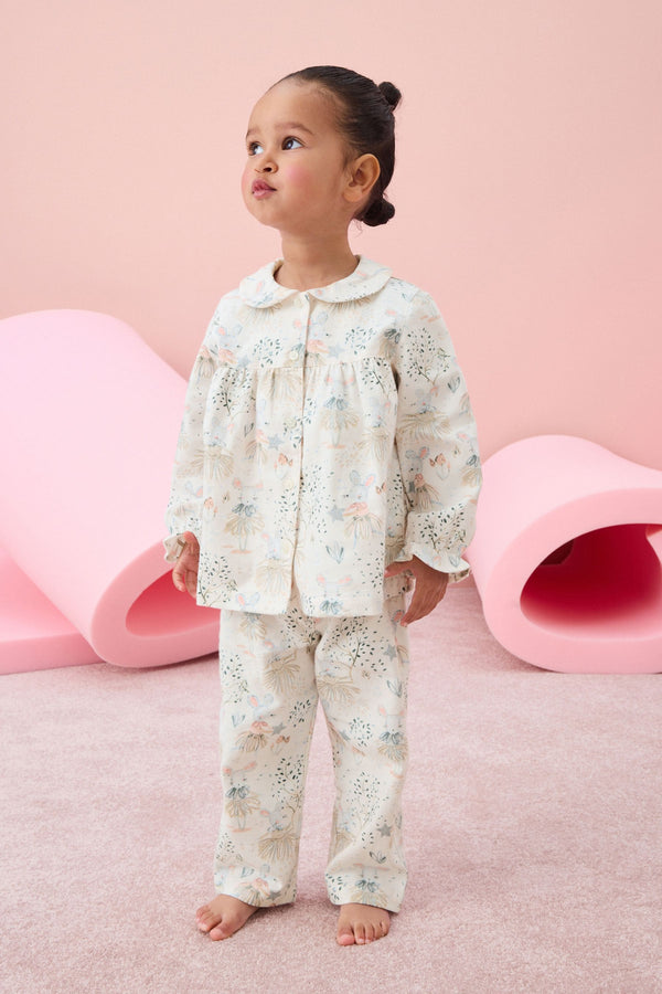 Cream Mouse Fairy Button Through 100% Cotton Pyjamas (9mths-10yrs)