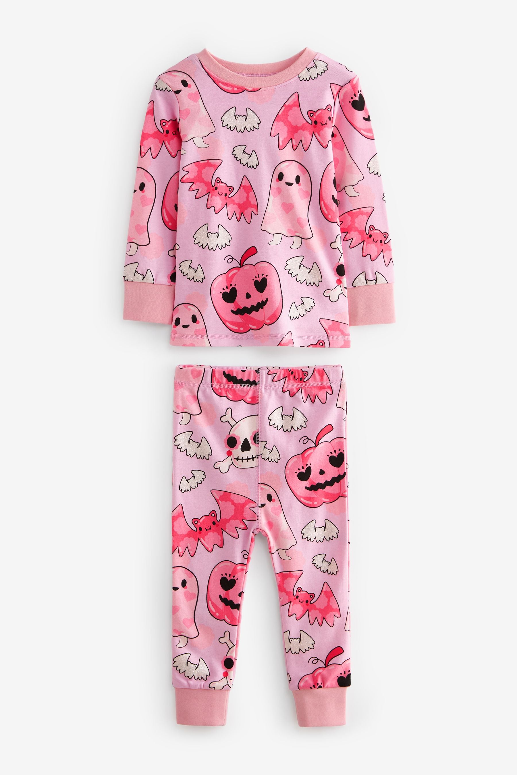 Pink Ghost Matching Family Halloween 100% Cotton Glow in the Dark Pyjamas (9mths-12yrs)