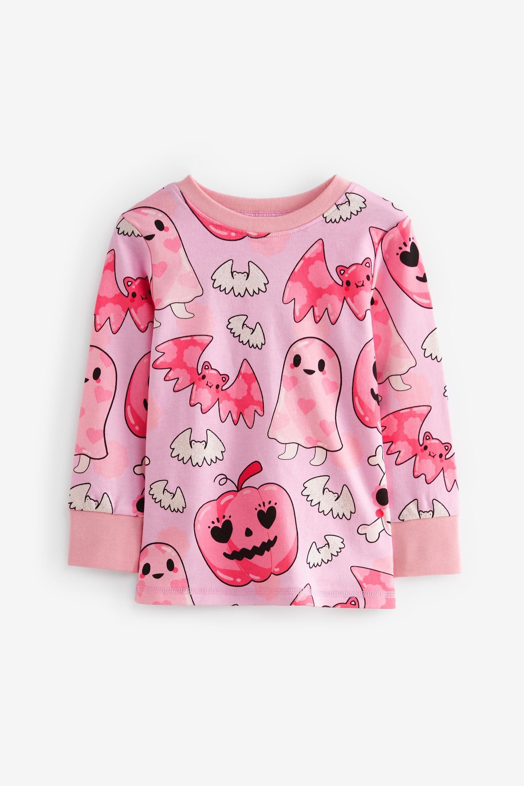 Pink Ghost Matching Family Halloween 100% Cotton Glow in the Dark Pyjamas (9mths-12yrs)