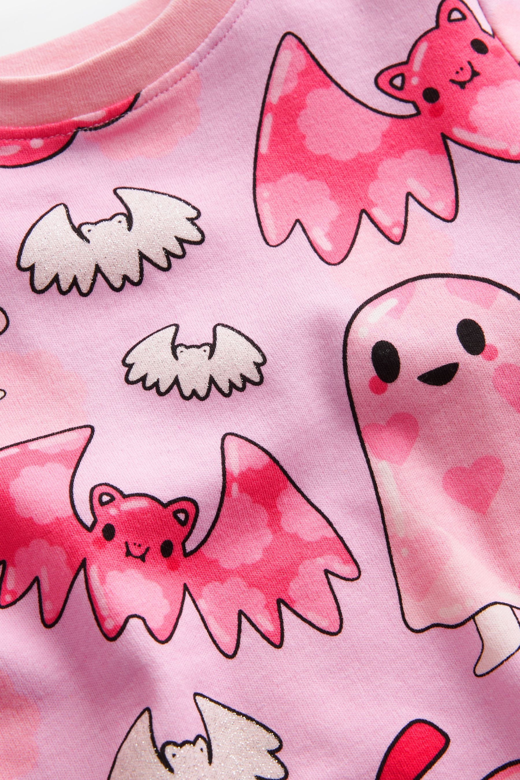 Pink Ghost Matching Family Halloween 100% Cotton Glow in the Dark Pyjamas (9mths-12yrs)