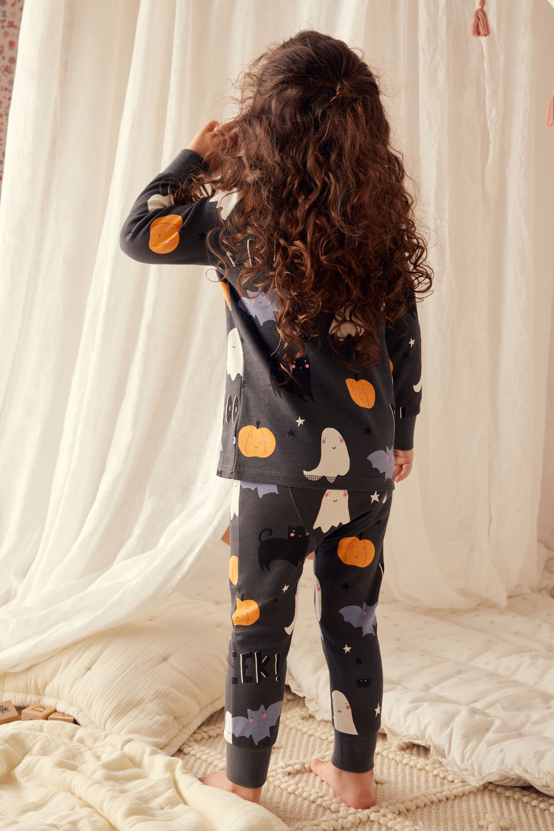 Charcoal Grey Ghost Pumpkin Halloween Pyjamas (9mths-12yrs)