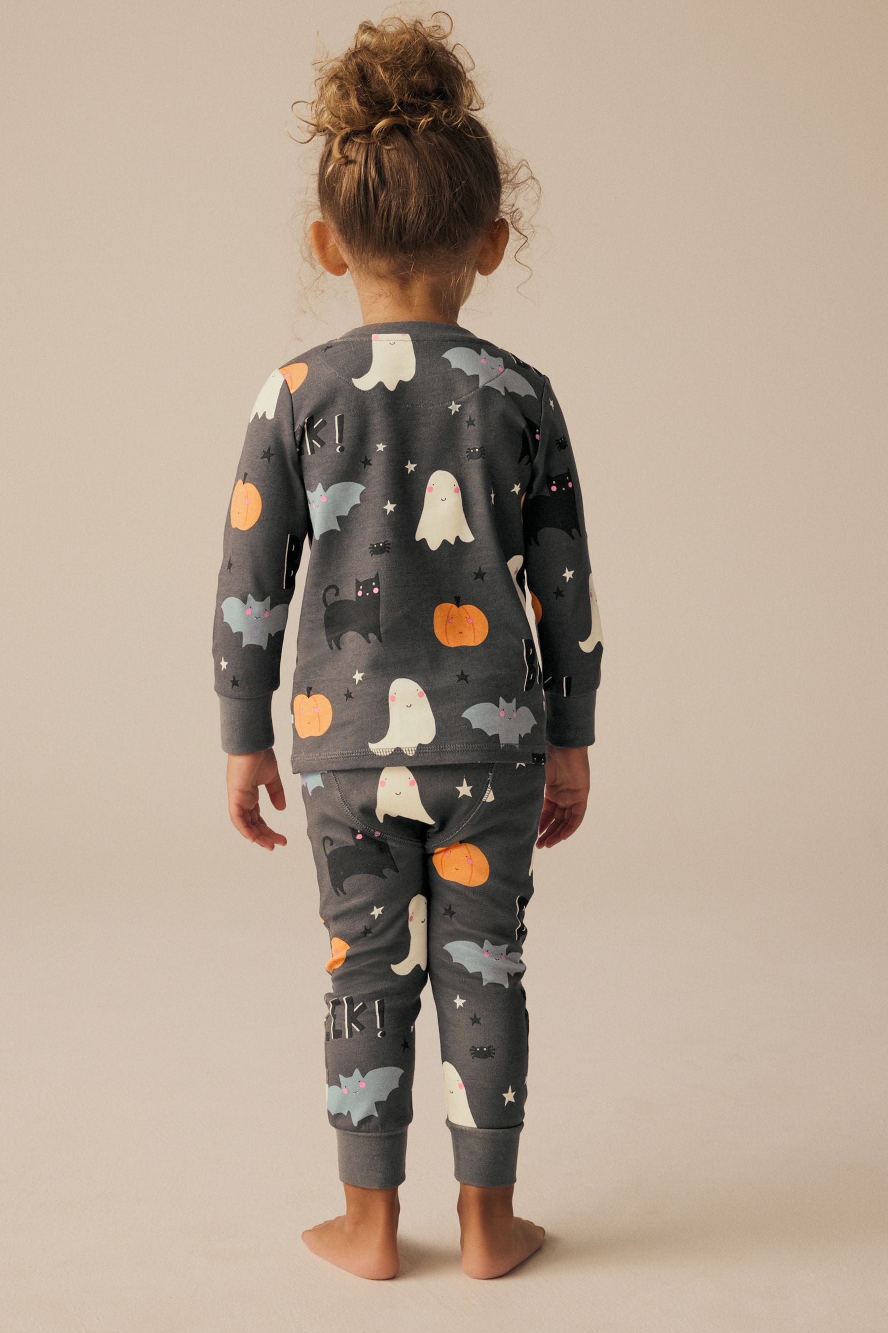 Grey Matching Family Halloween 100% Cotton Glow in the Dark Snuggle Pyjamas (9mths-12yrs)