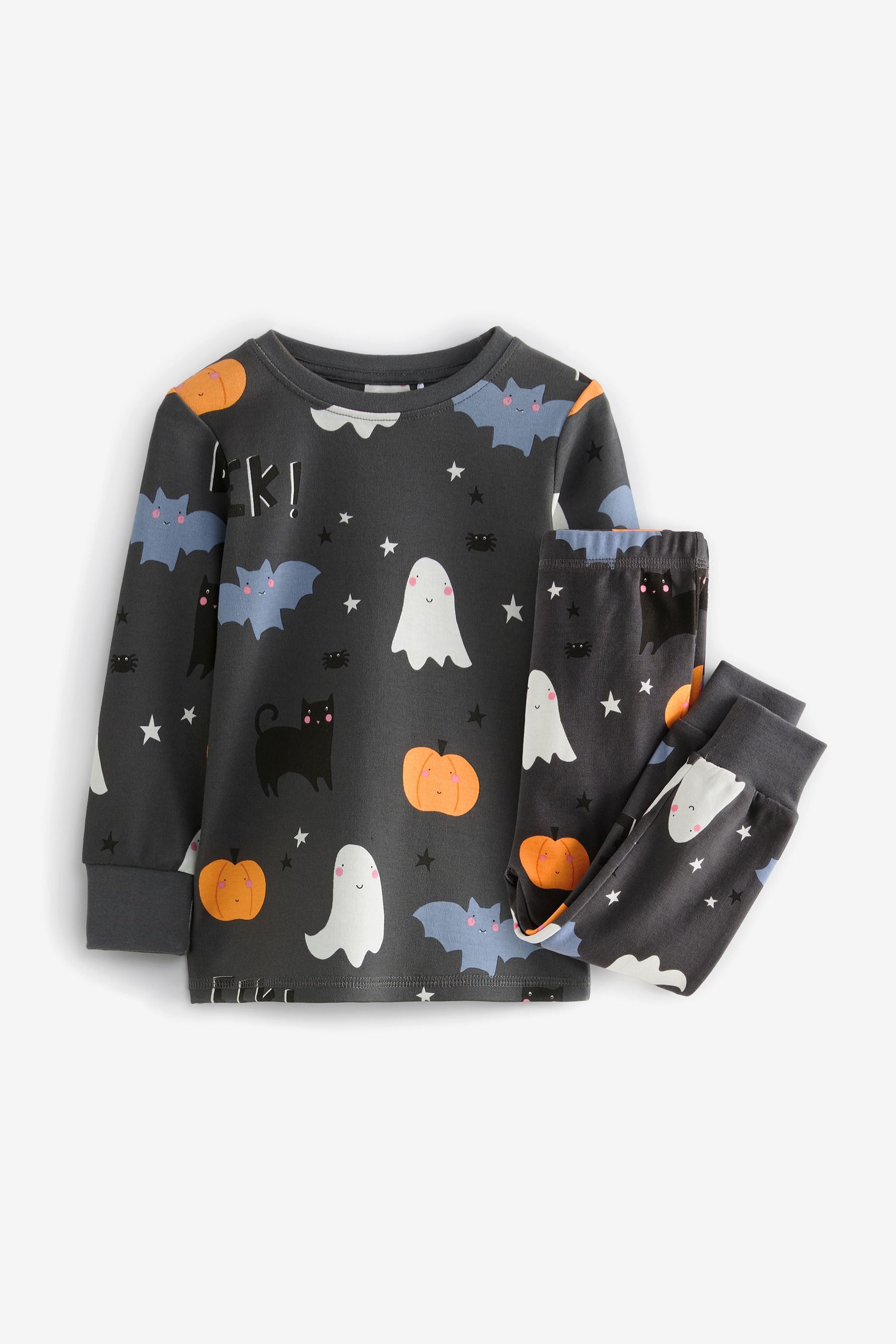 Charcoal Grey Ghost Pumpkin Halloween Pyjamas (9mths-12yrs)