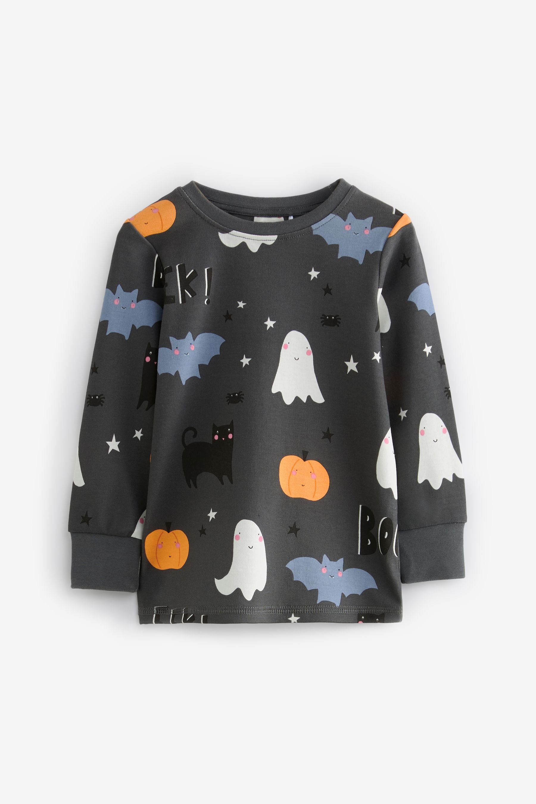 Charcoal Grey Ghost Pumpkin Halloween Pyjamas (9mths-12yrs)