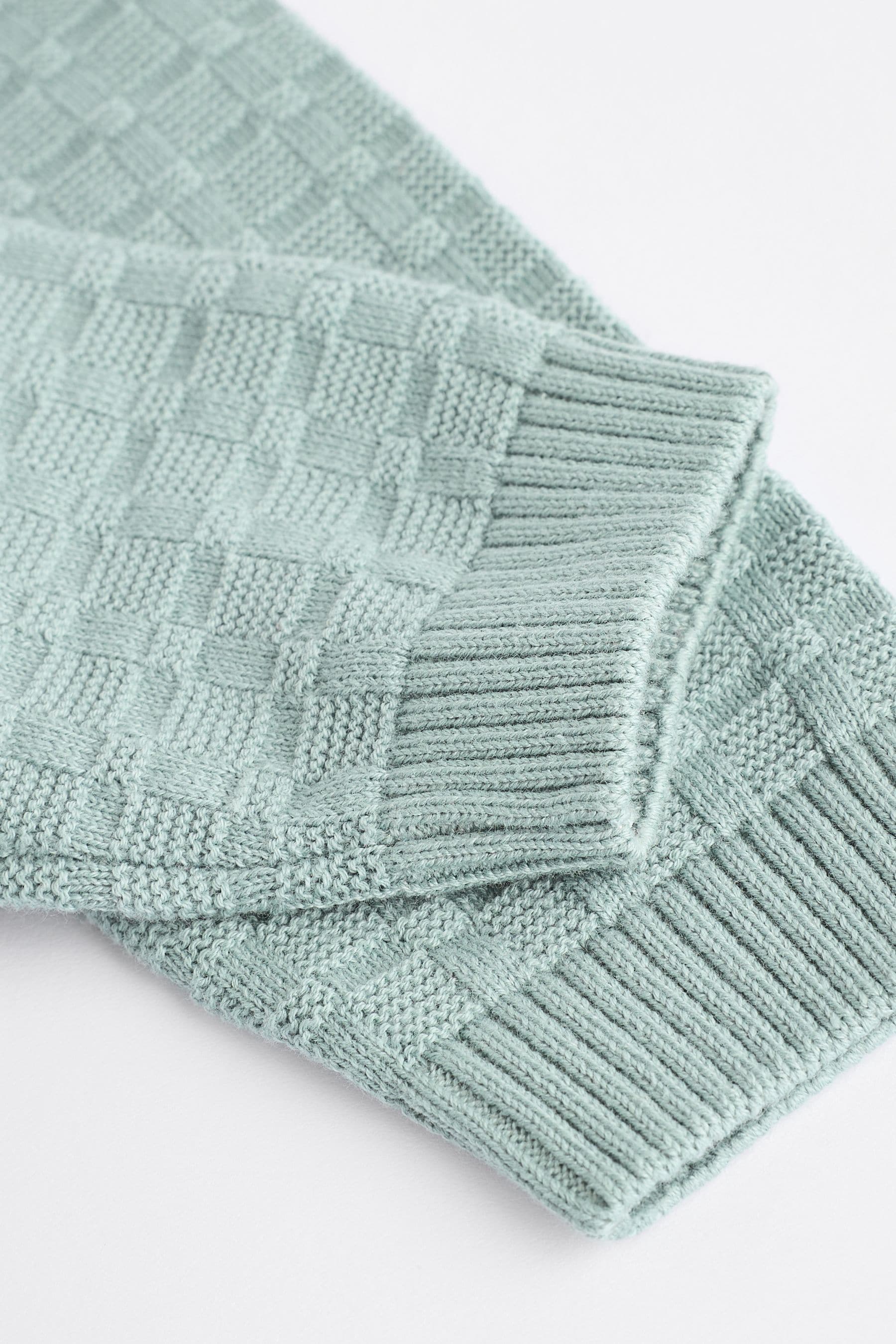 Mineral Blue Baby Textured Knit 100% Cotton Top and Leggings Set (0mths-3yrs)