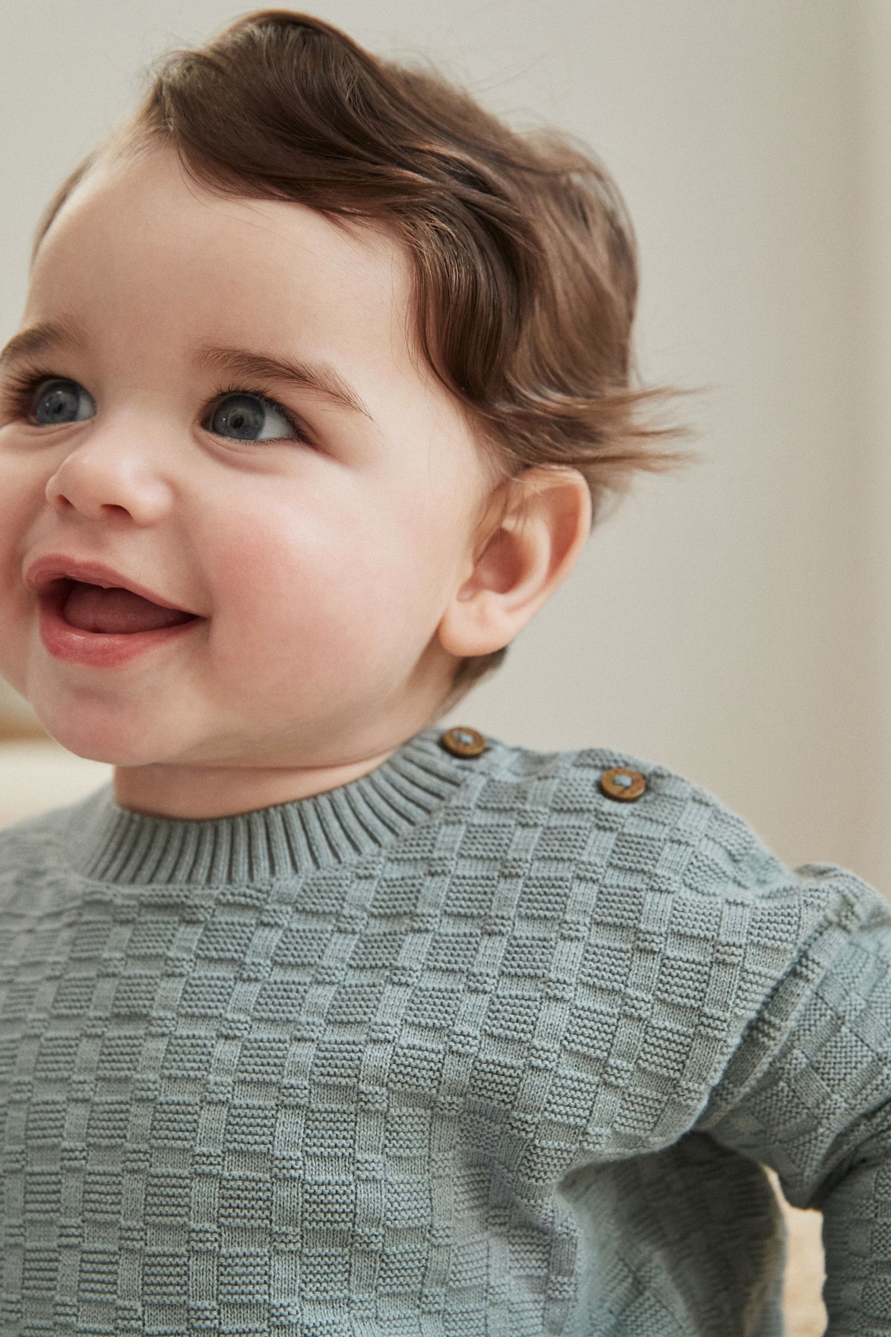 Mineral Blue Baby Textured Knit 100% Cotton Top and Leggings Set (0mths-3yrs)