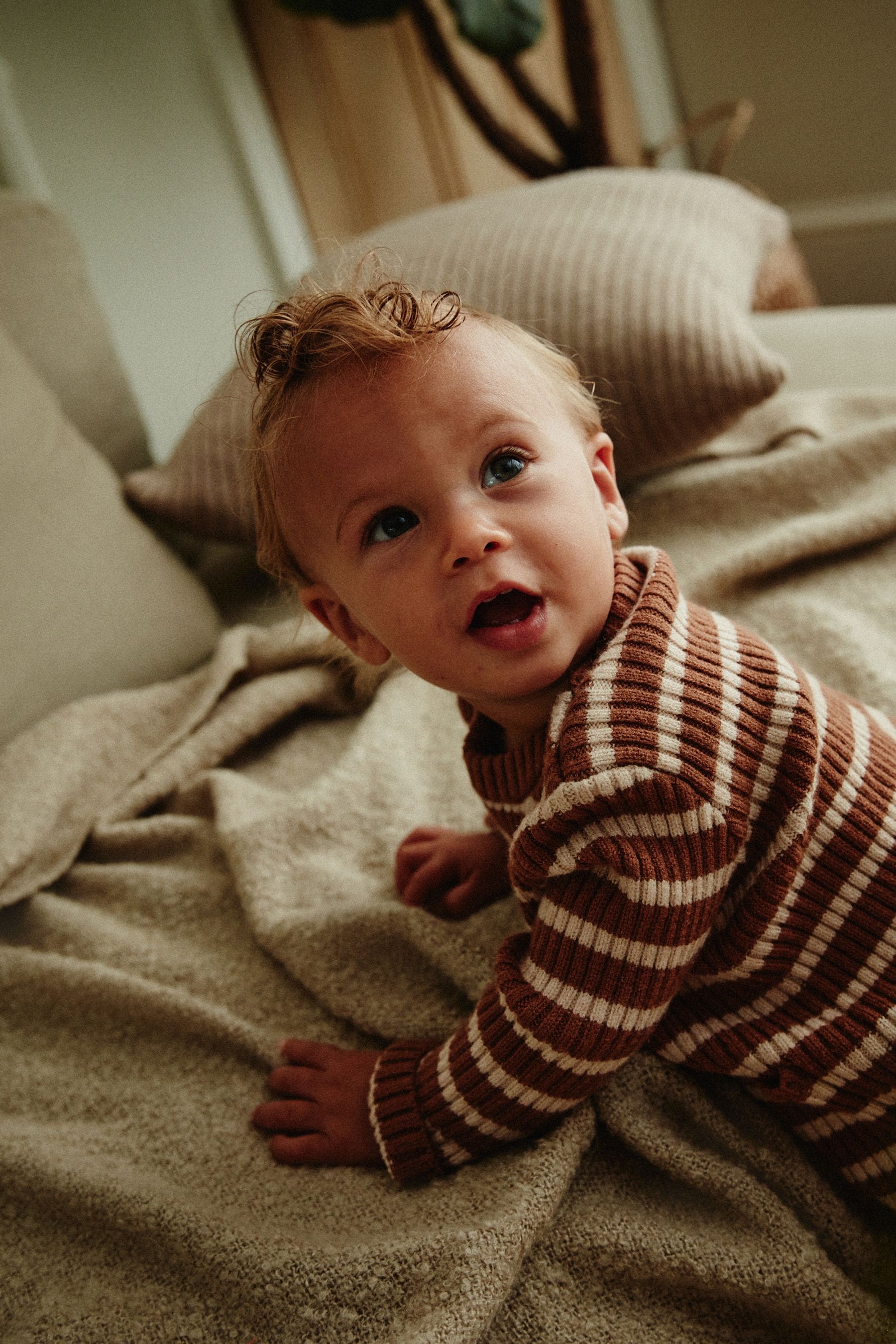 Brown Stripe Baby Knitted Rib Top and Leggings Set (0mths-2yrs)