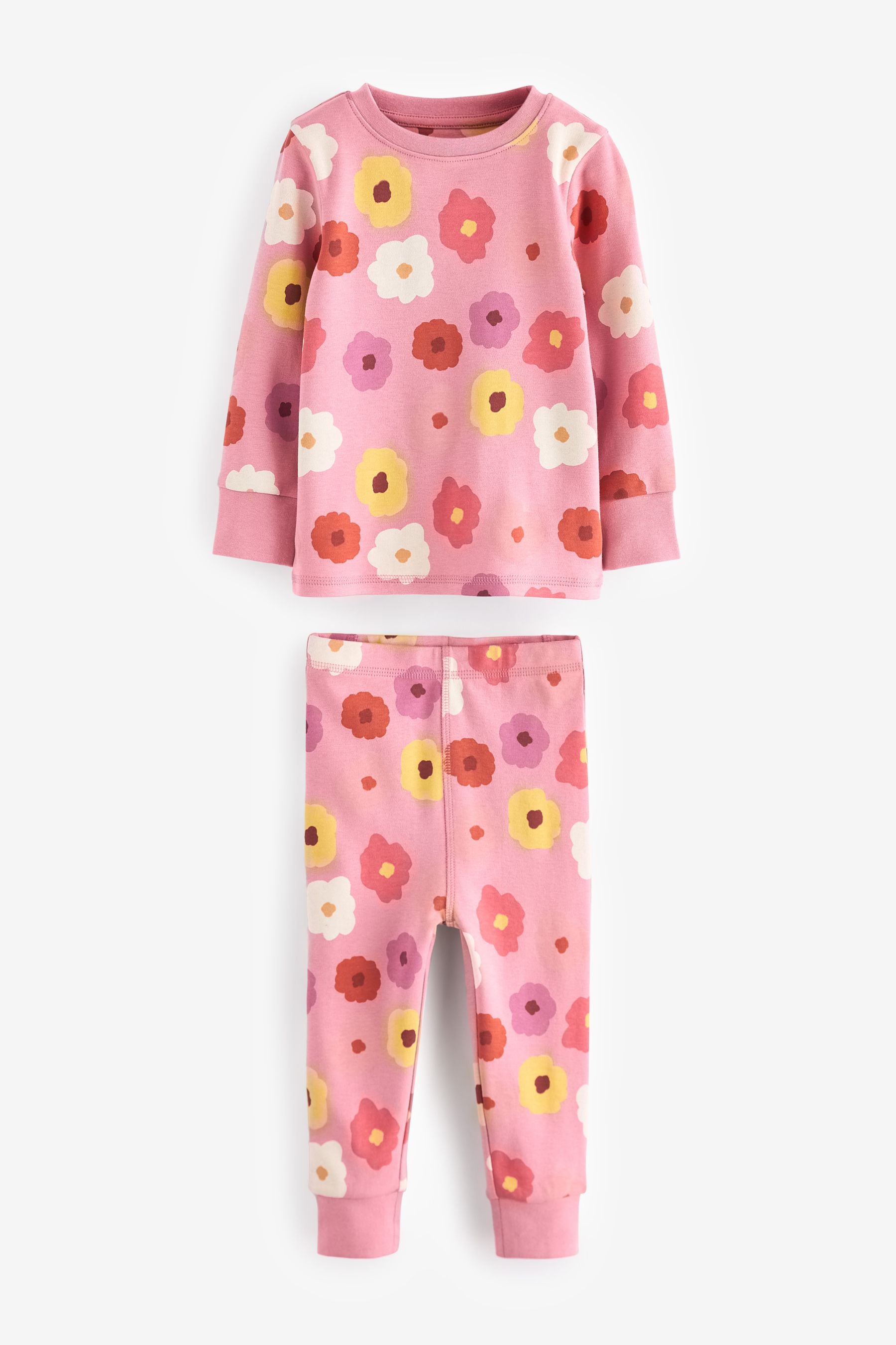 Pink/ Tan/ White Retro Floral 100% Cotton Floral Pyjamas 3 Pack (9mths-16yrs)